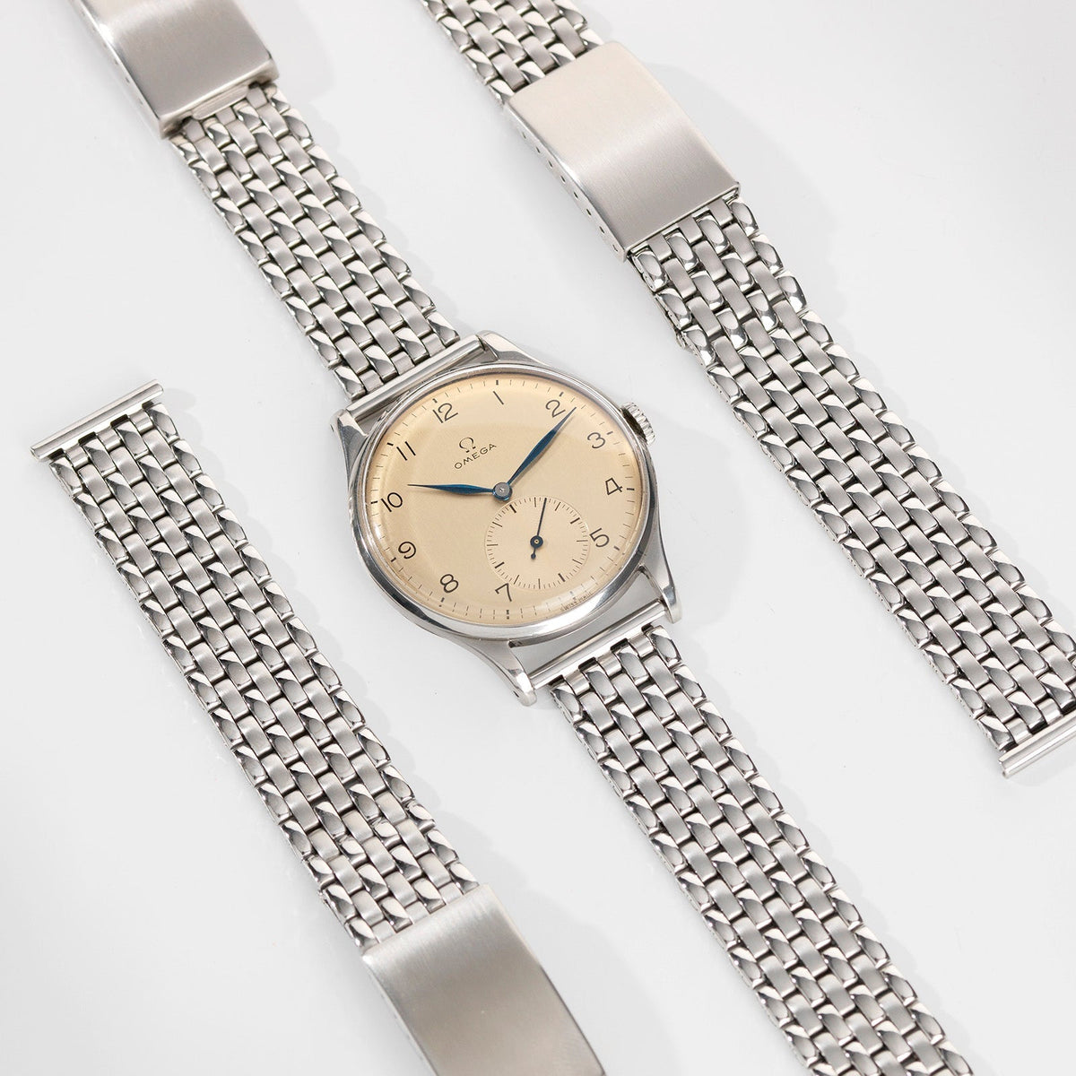 Bracelet Montre GAY FRERES Breveté 1963 - Acier, Largeur 10mm, Style 'Beads Of Rice'