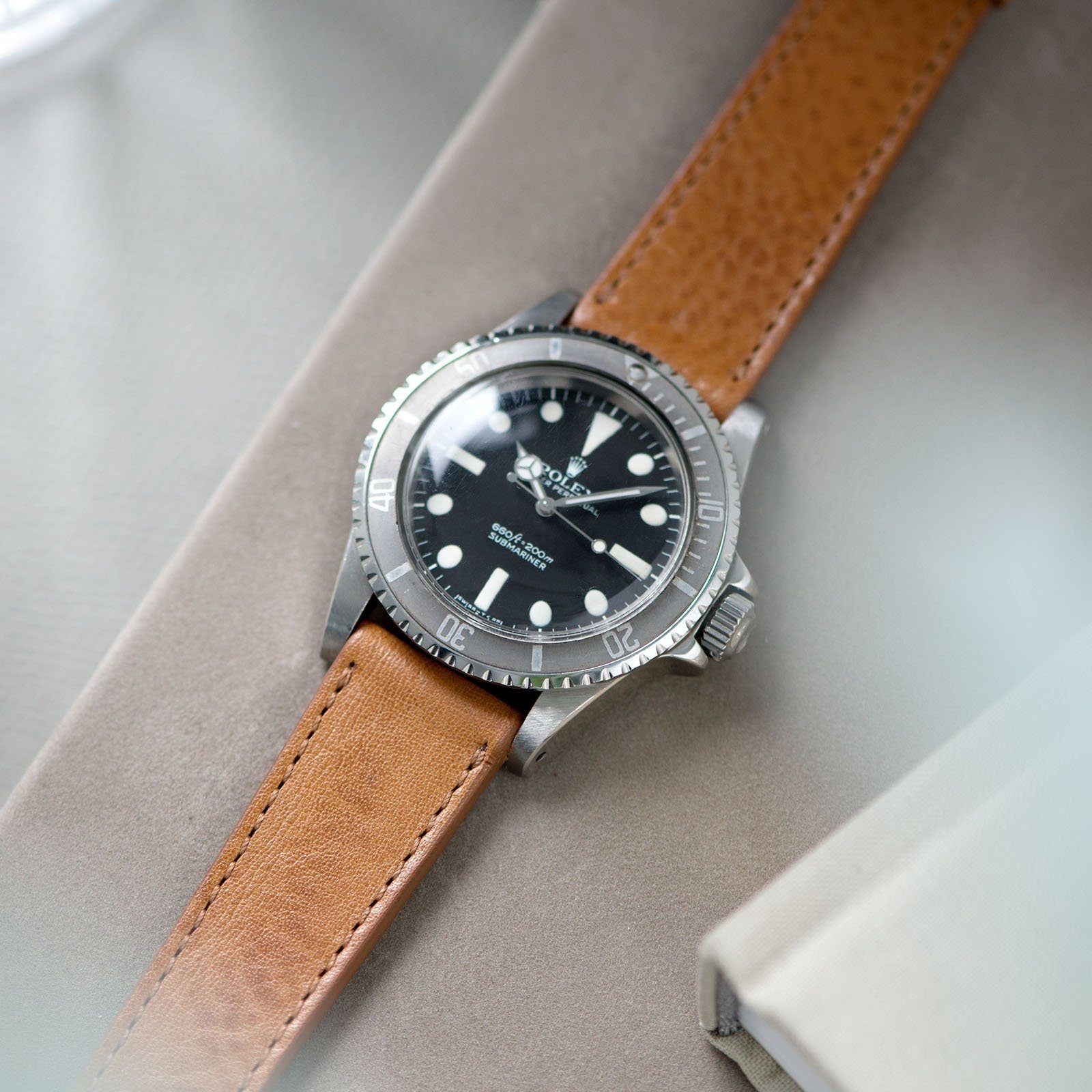 Gilt Brown Tonal Leather Watch Strap