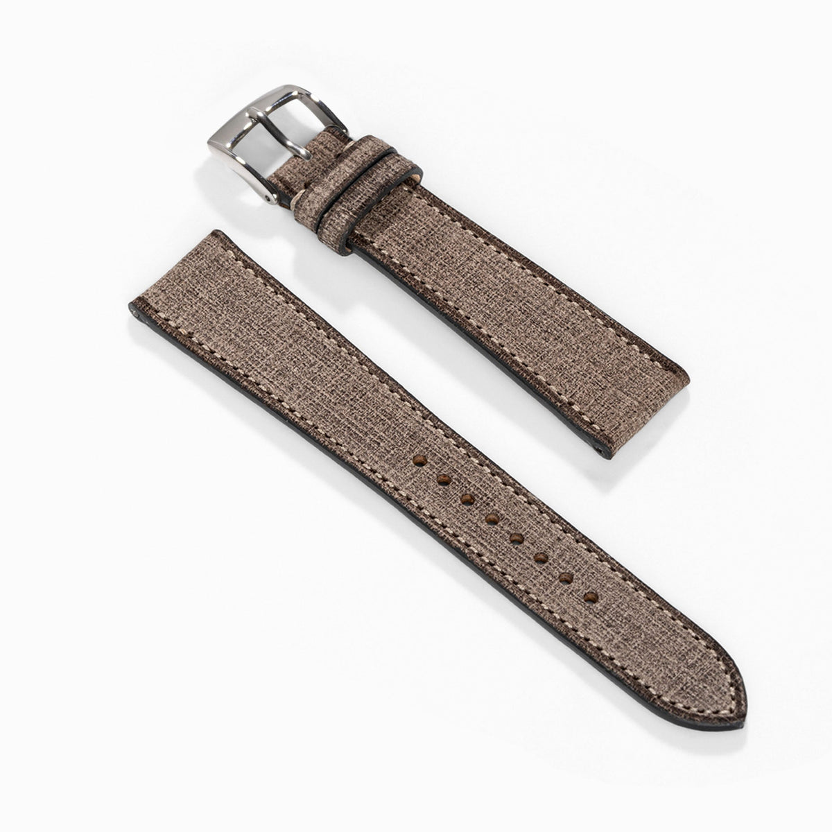 Linen Leather Watch Strap - Elegant Grey