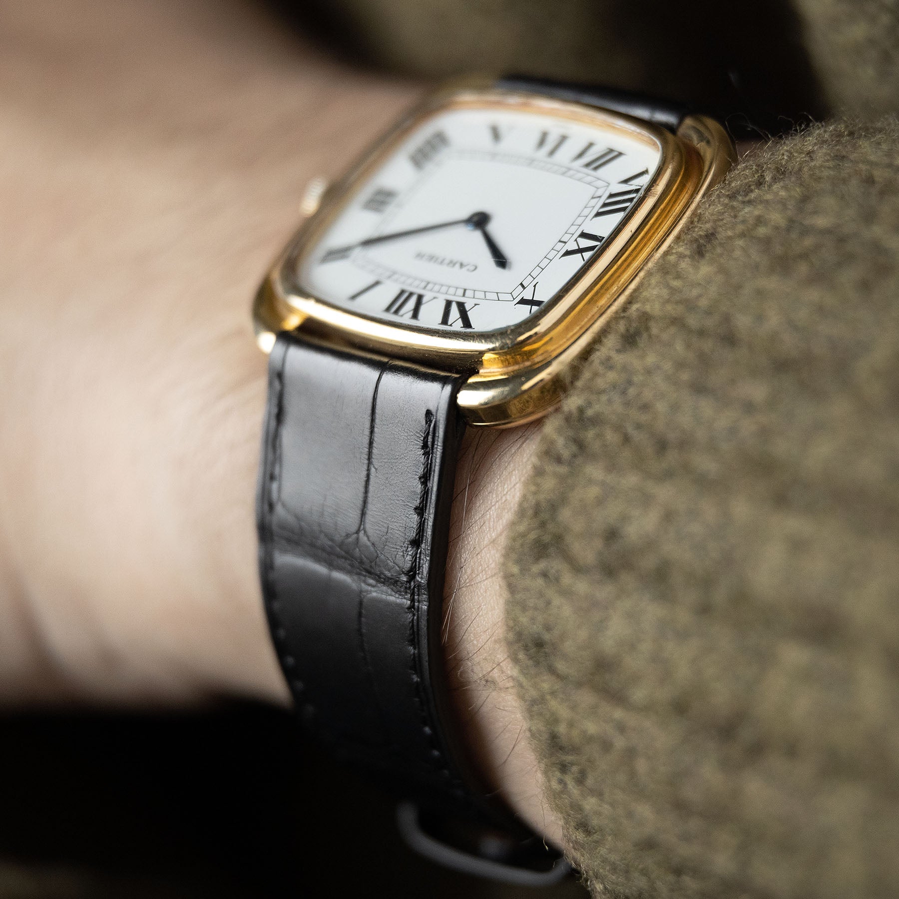 Premium Alligator Black Leather Watch Strap