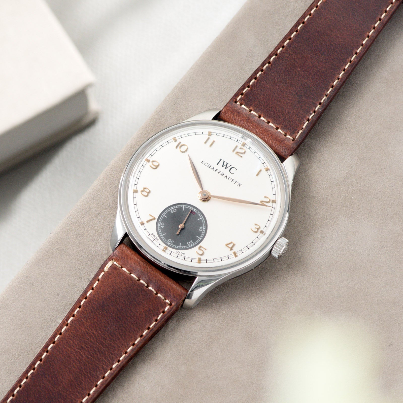 Siena Brown Boxed Stitch Leather Watch Strap