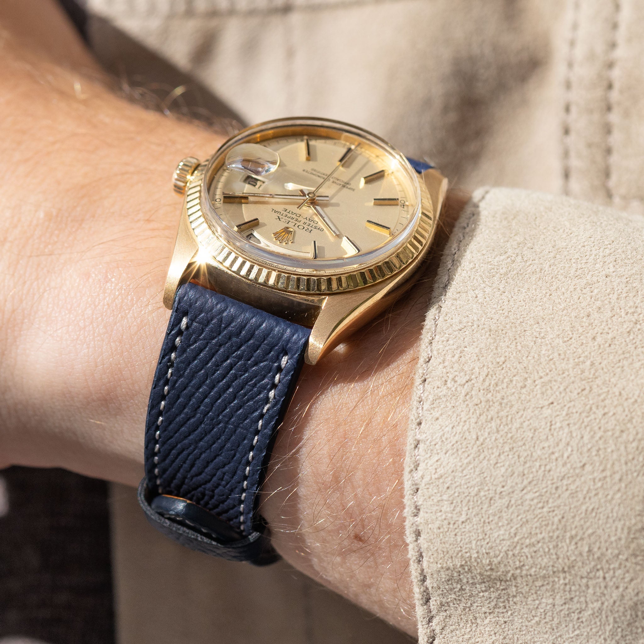 Marston Calf Dark Blue Leather Watch Strap