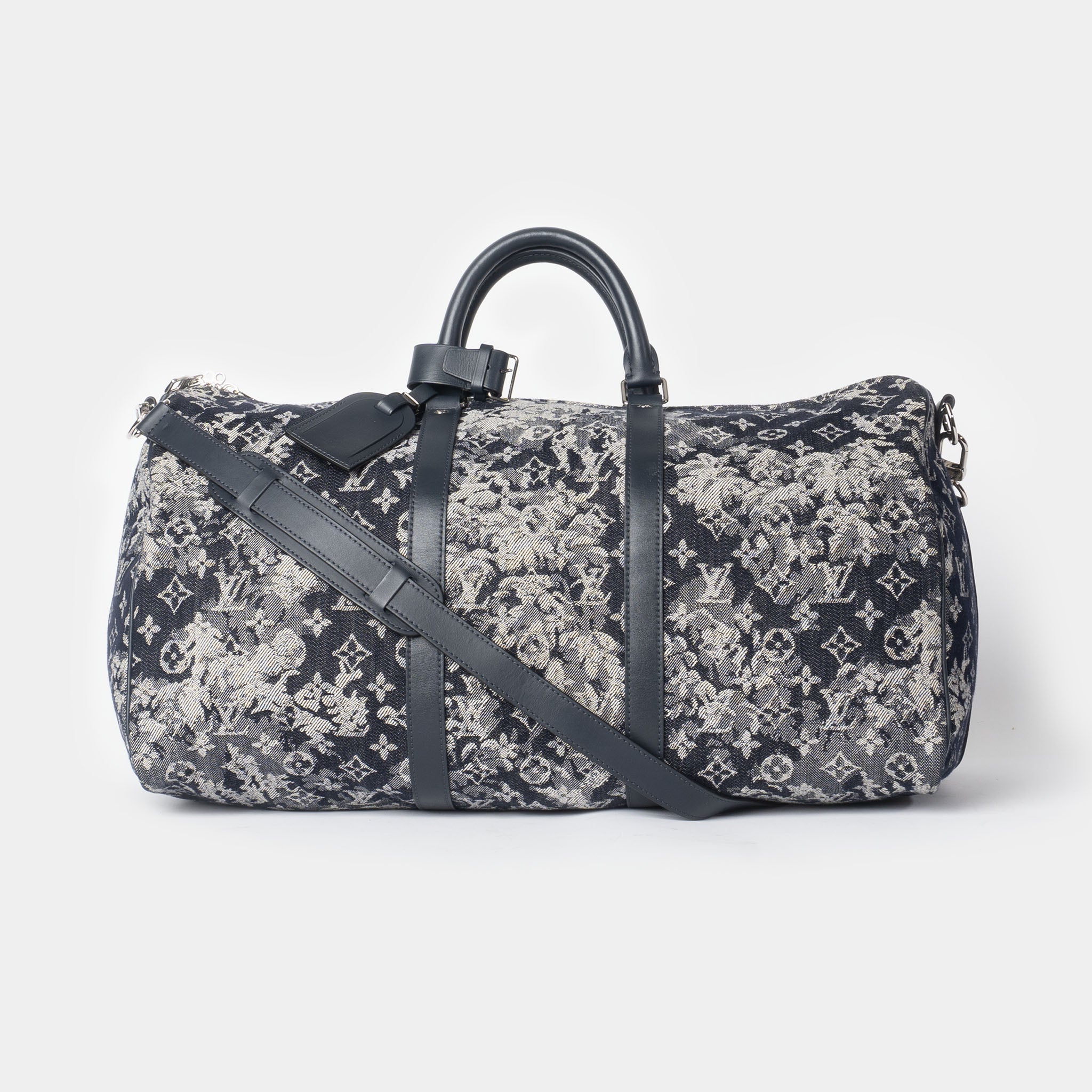 Rare Limited Edition Louis Vuitton Bleu Tapestry Monogram Keepall 50