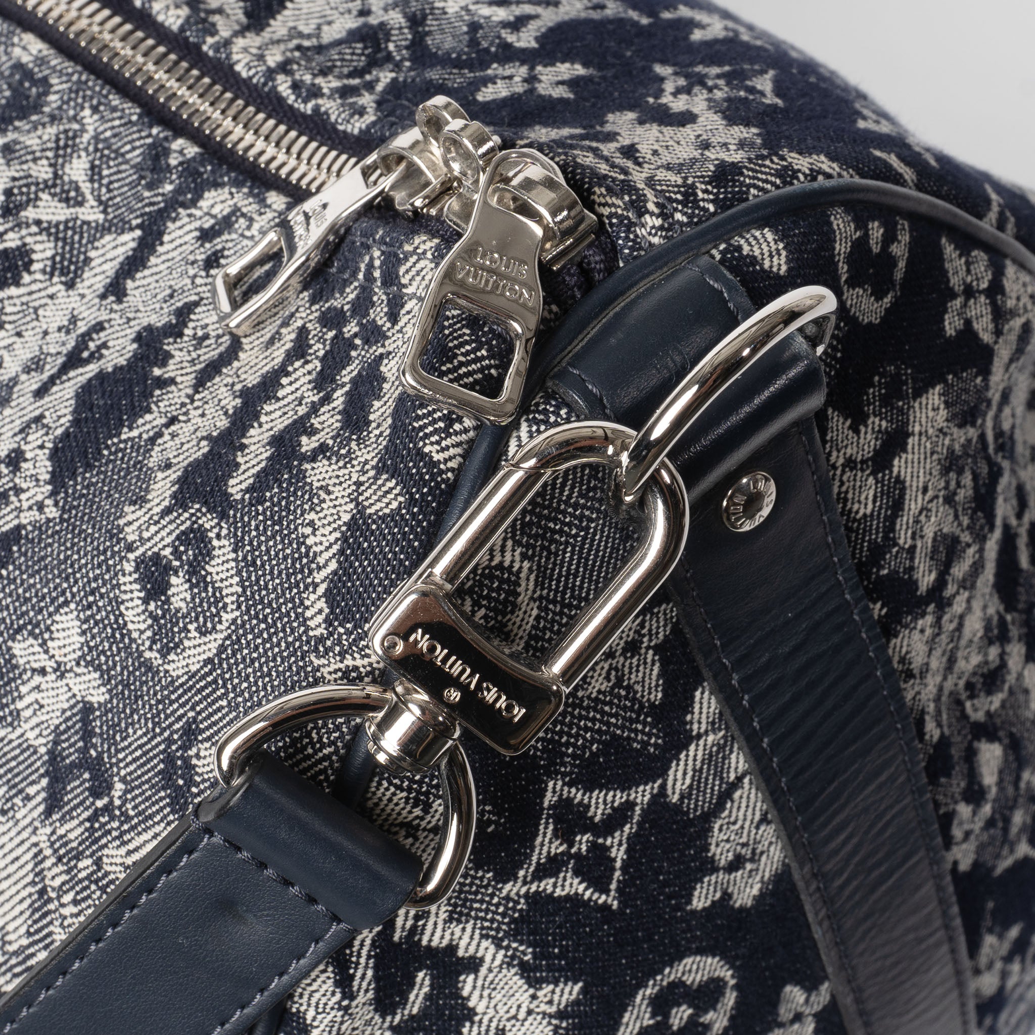 Rare Limited Edition Louis Vuitton Bleu Tapestry Monogram Keepall 50