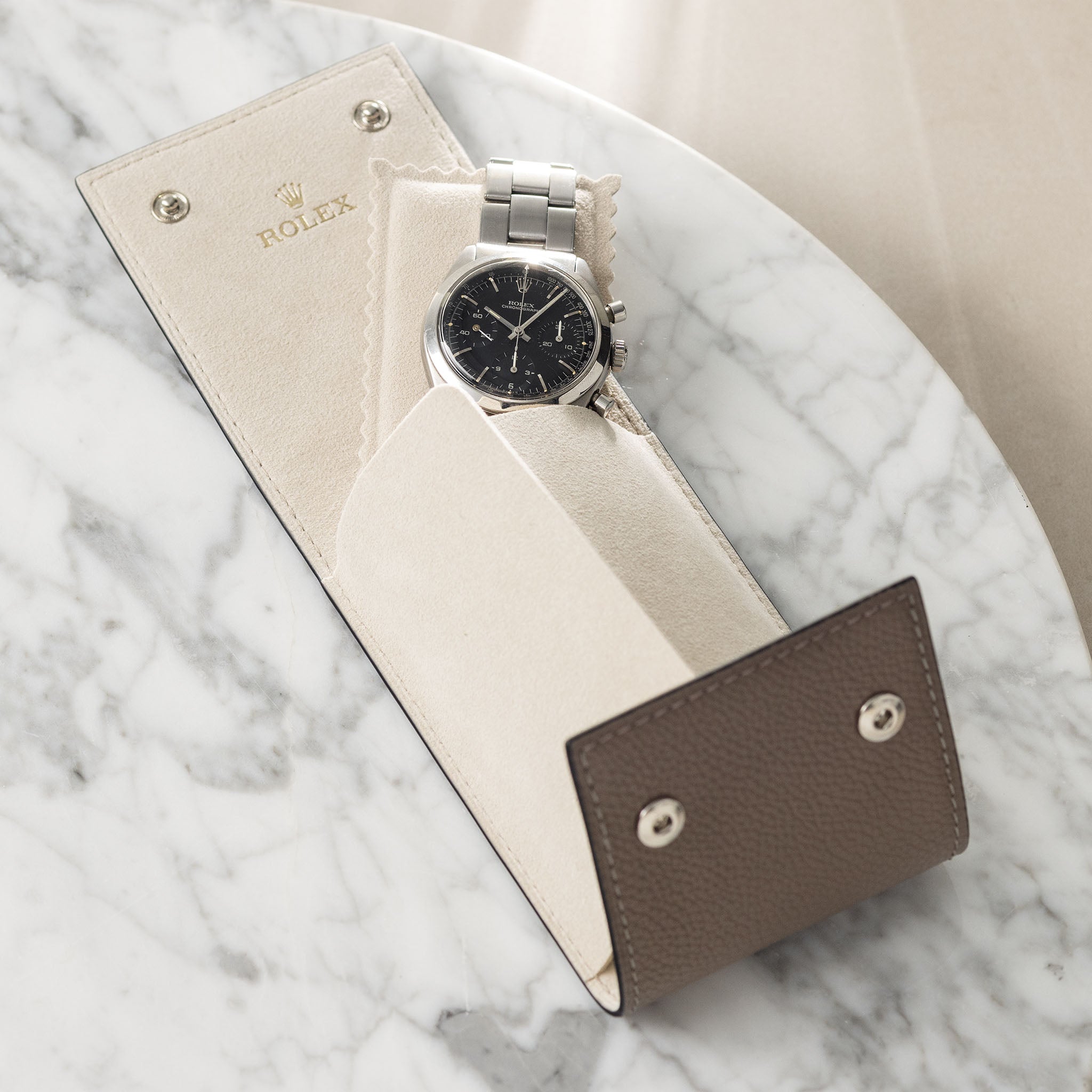 Rolex Taupe Color Single Watch Leather Pouch