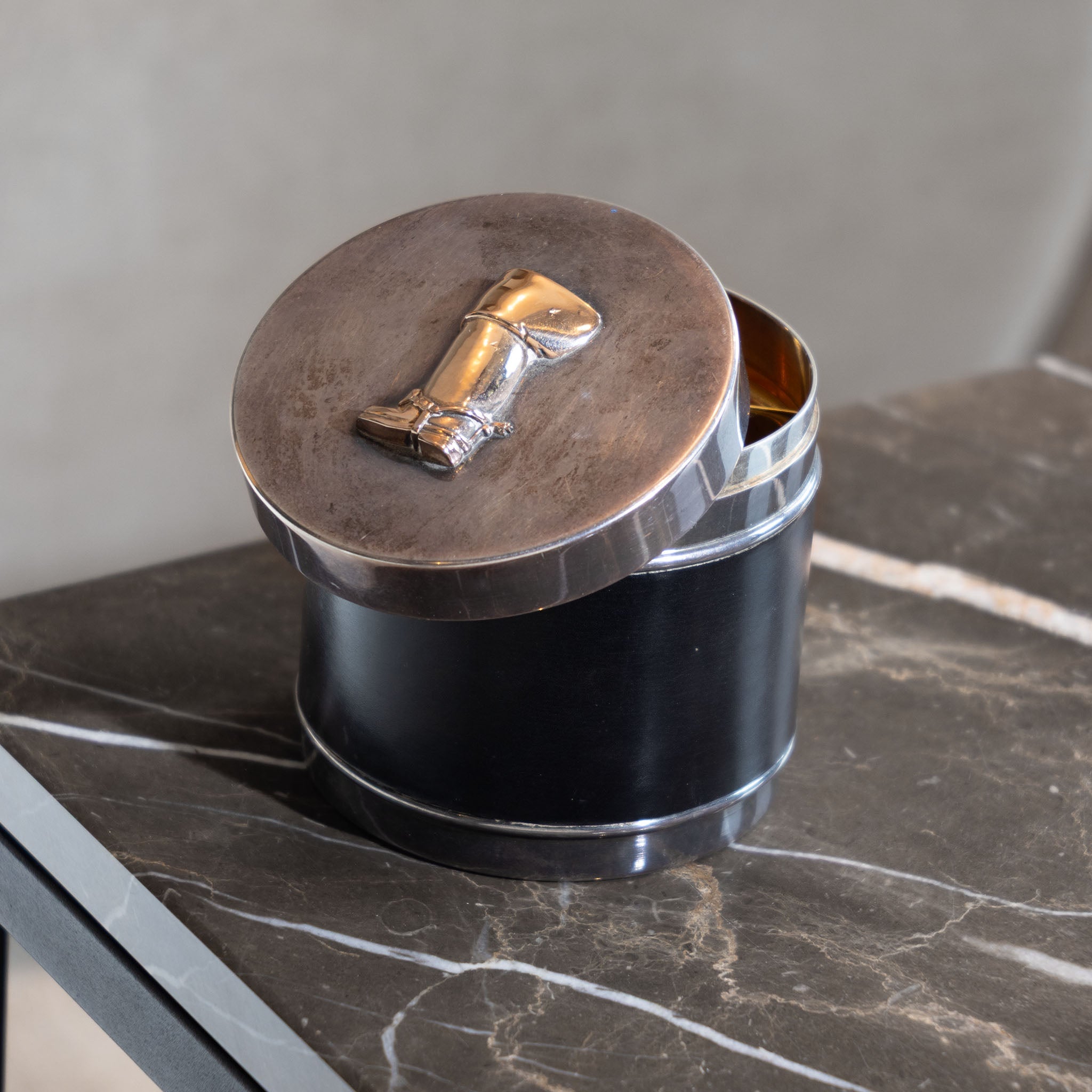 Hermès Paris Metal and Leather Decorative Cigarette Box