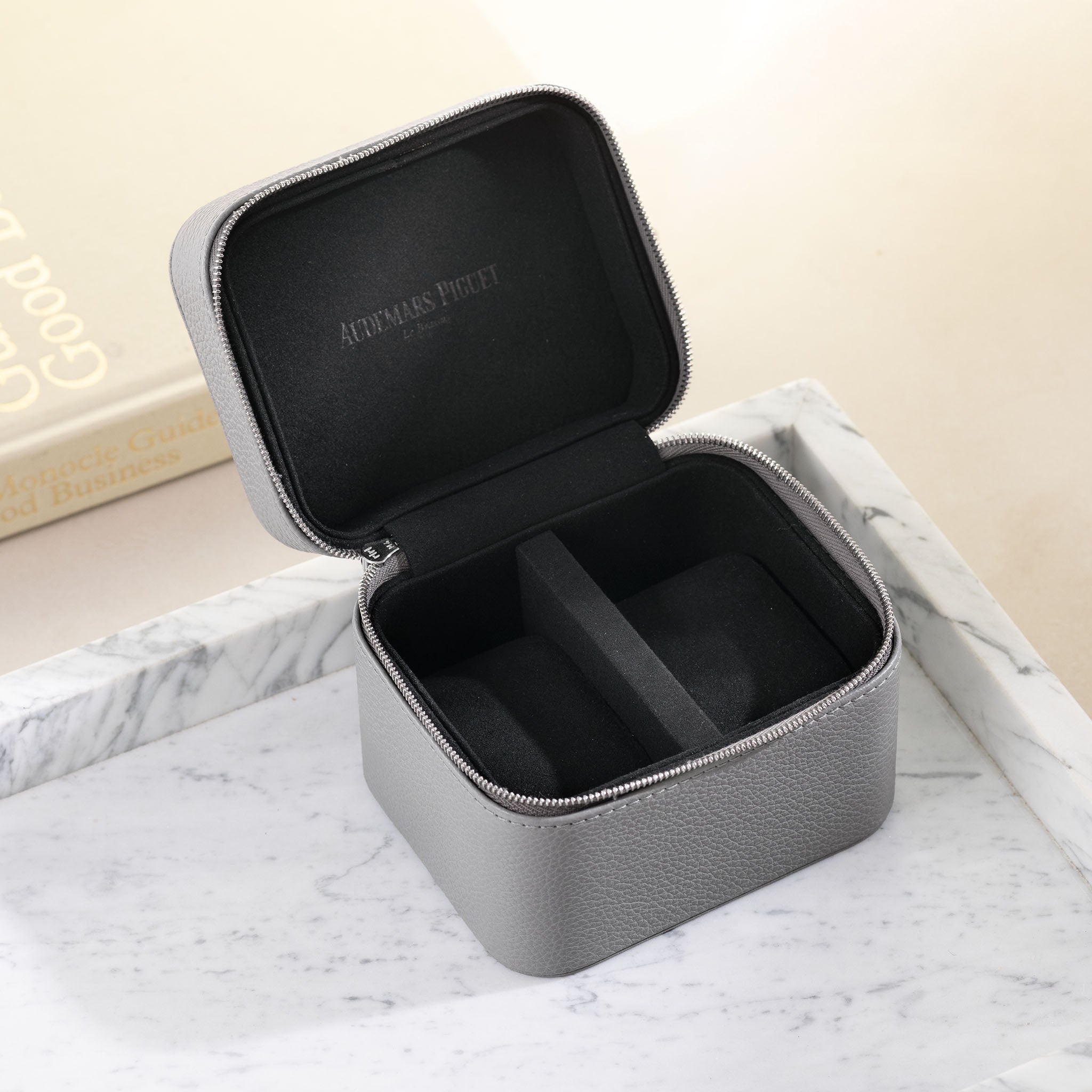 Audemars Piguet Light Grey Leather Two Watch Travel Case