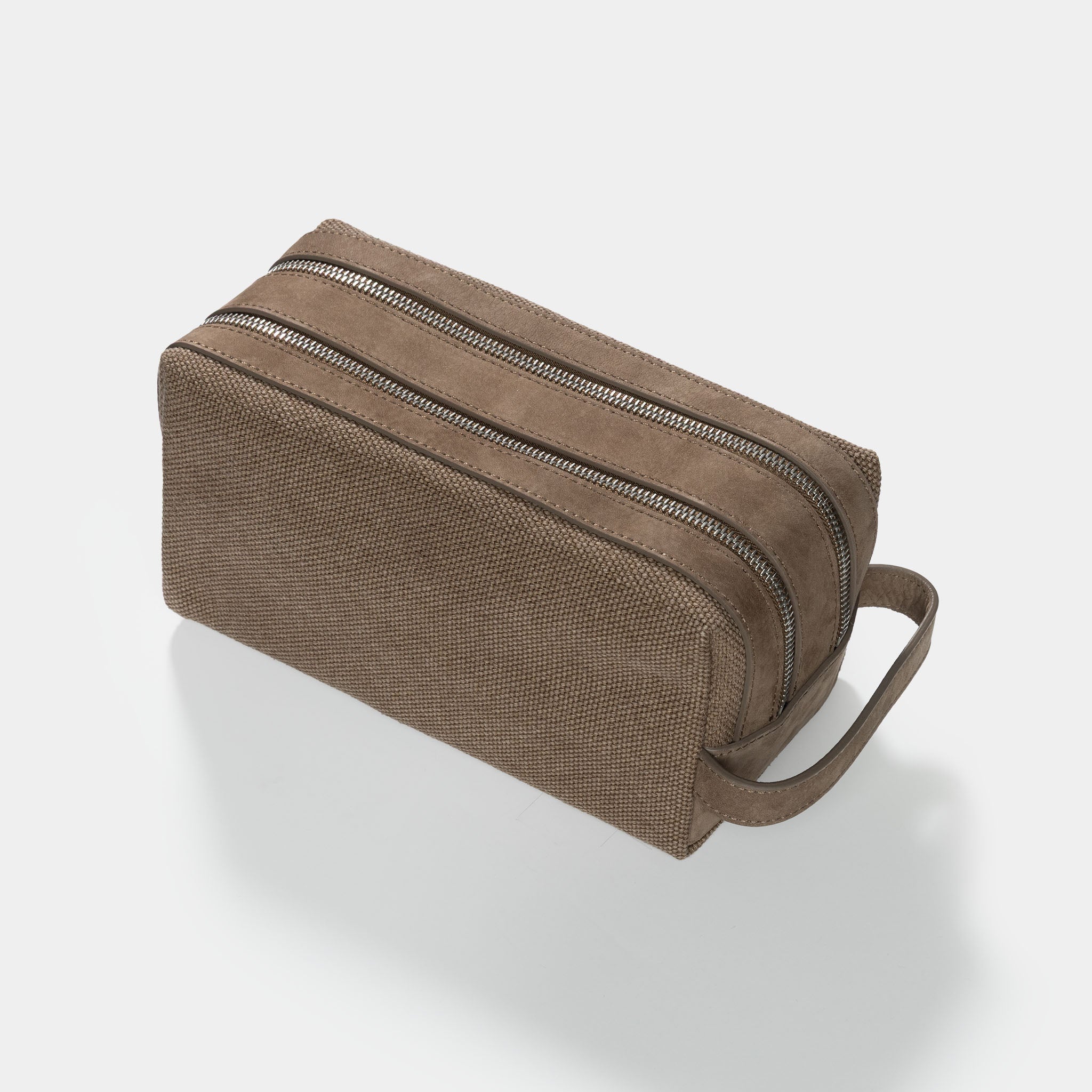 Rolex Toiletry Bag Taupe Coloured in Canvas and Suede
