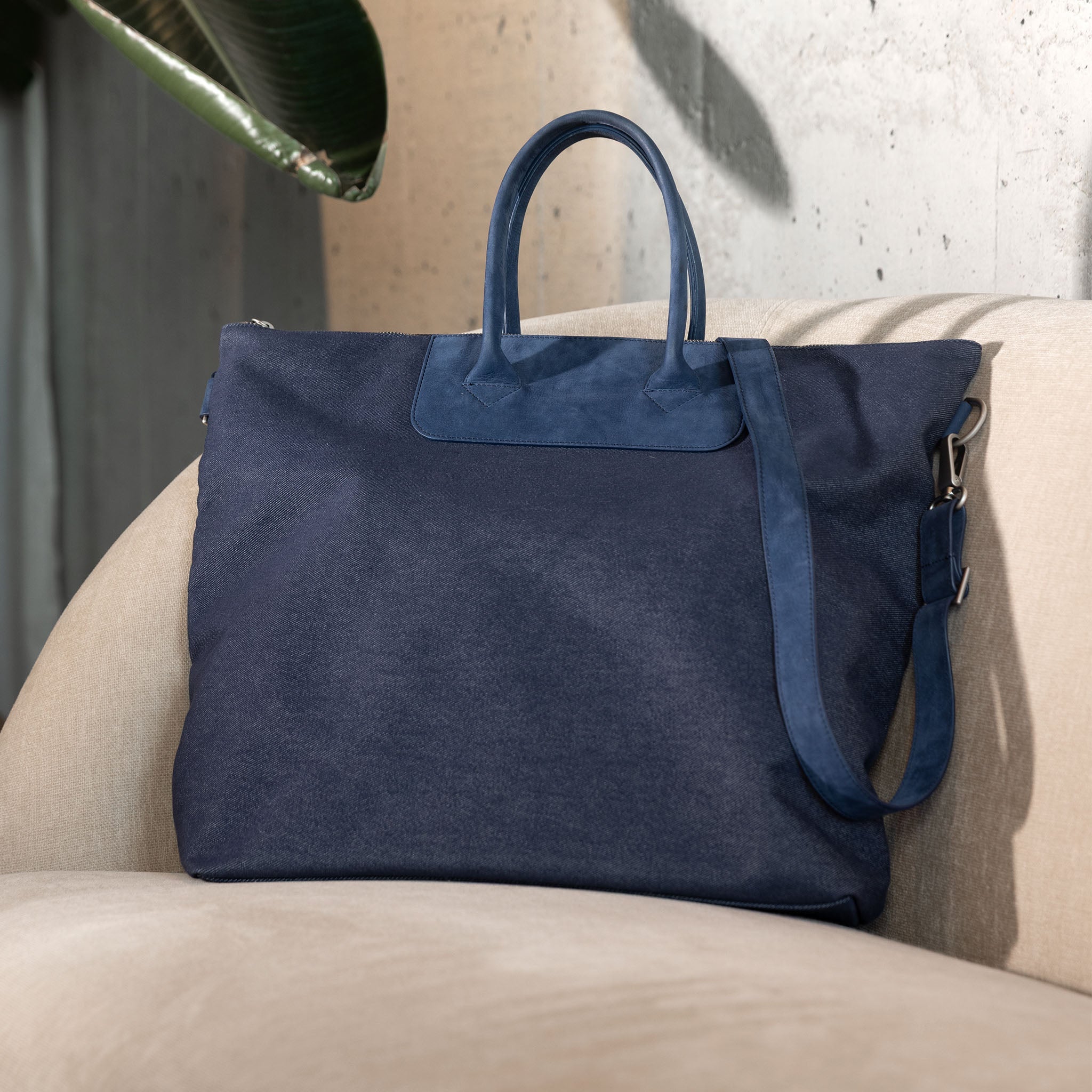 Rolex Navy Blue denim travel tote bag
