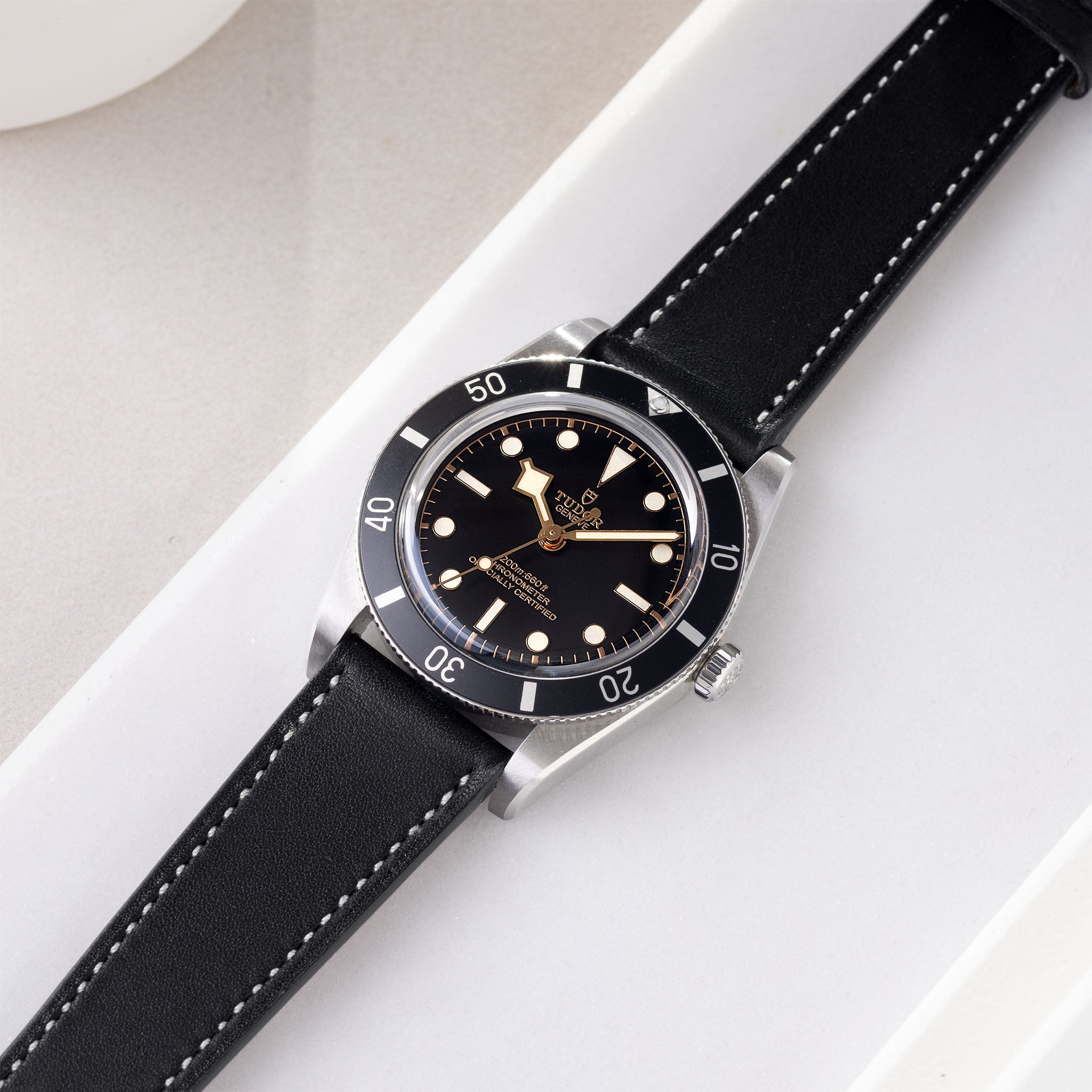 Strap for Tudor Black Bay 54 Chevalin Black Leather Watch Strap