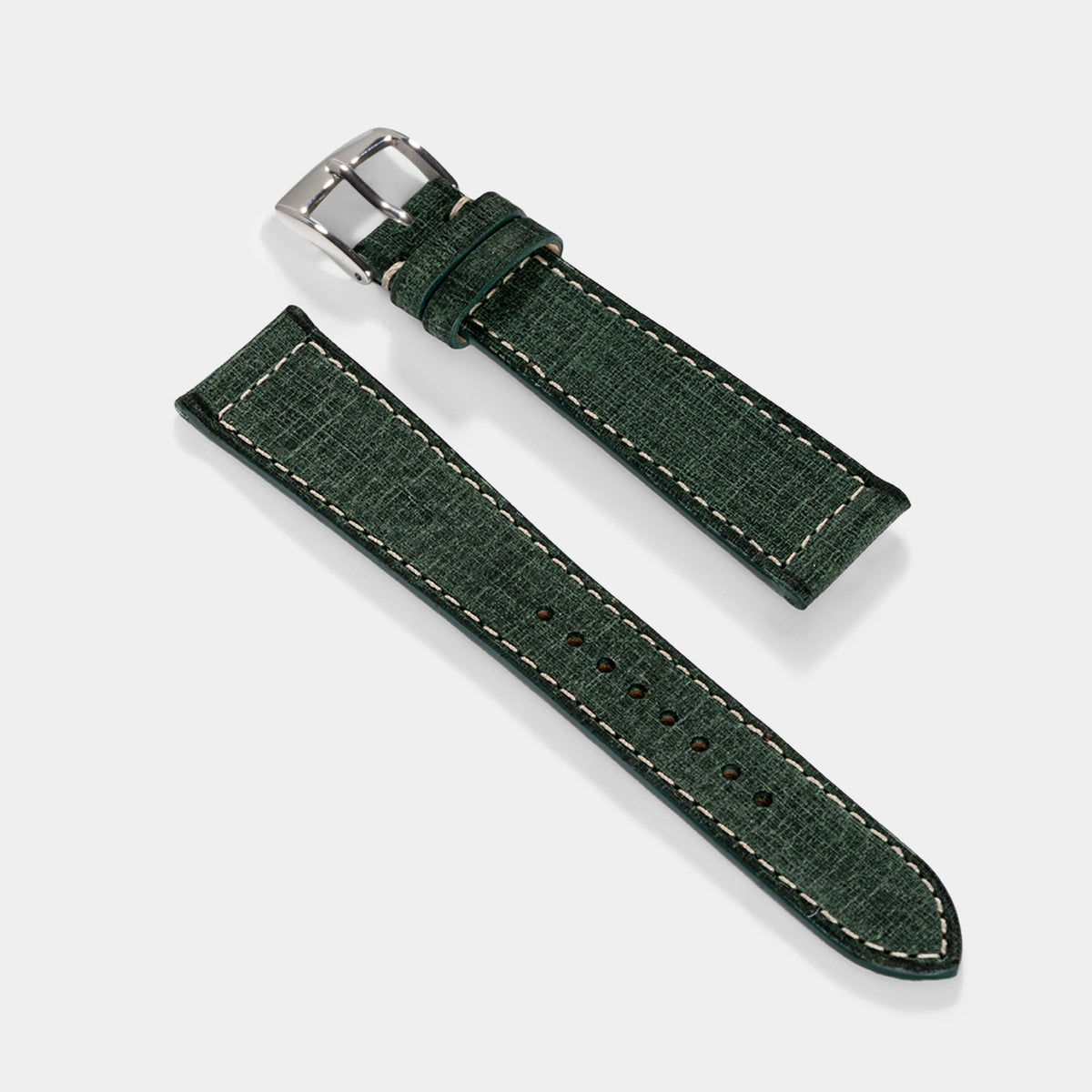 Strap for Rolex Explorer 2 - Linen Boxed Leather Elegant Green (20mm)