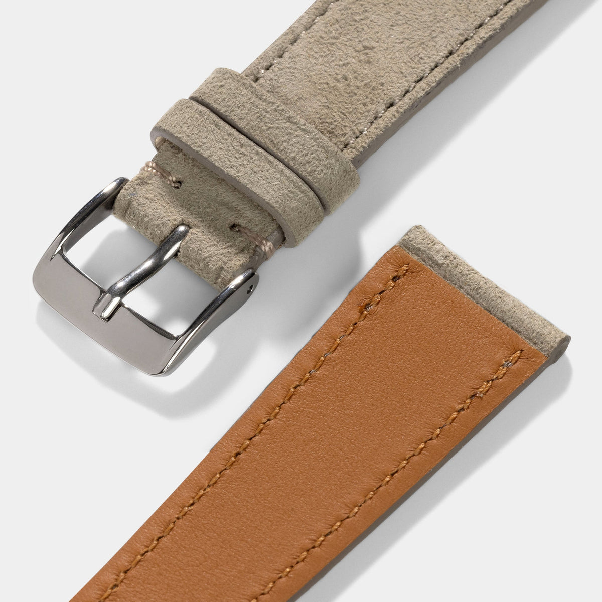 Goatskin Suede Leather Watch Strap - Soft Taupe