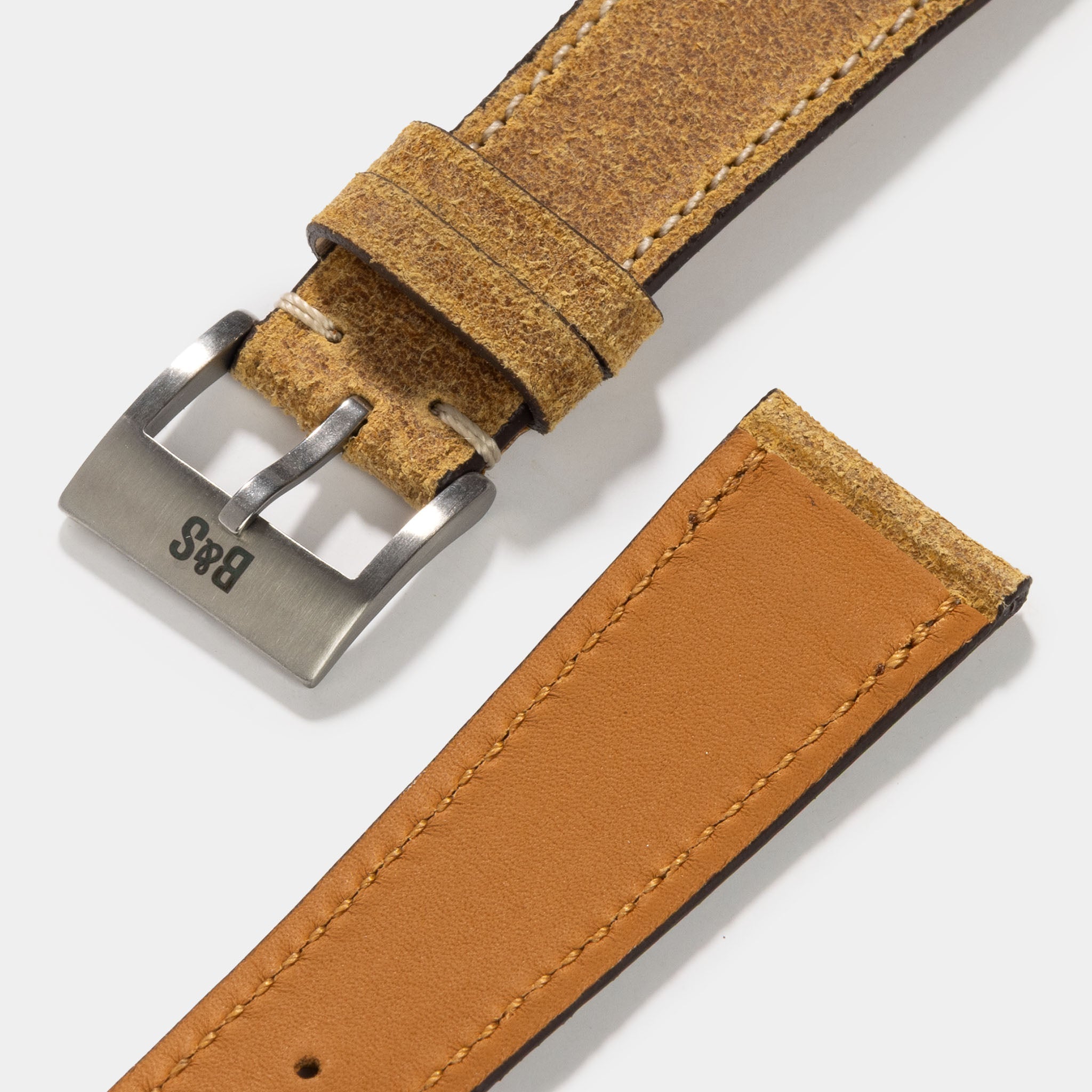 Waxed Nubuck Yellow Leather Watch Strap