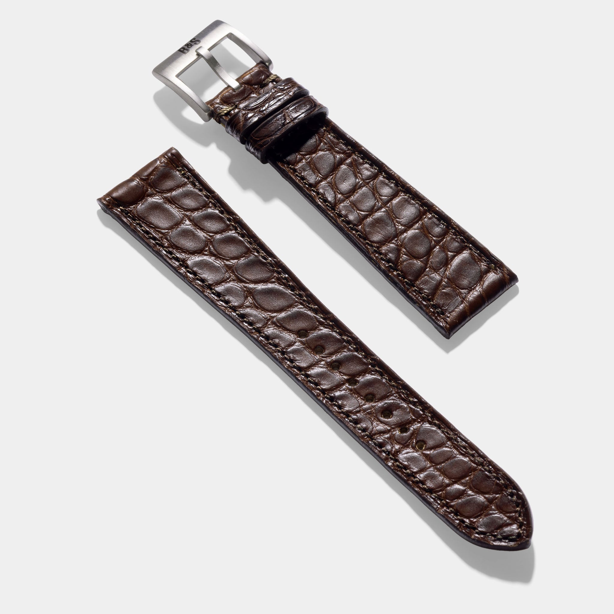 Strap for Patek Philippe 130 / 533 Chronograph - Dark Brown Flank Alligator Watch Strap