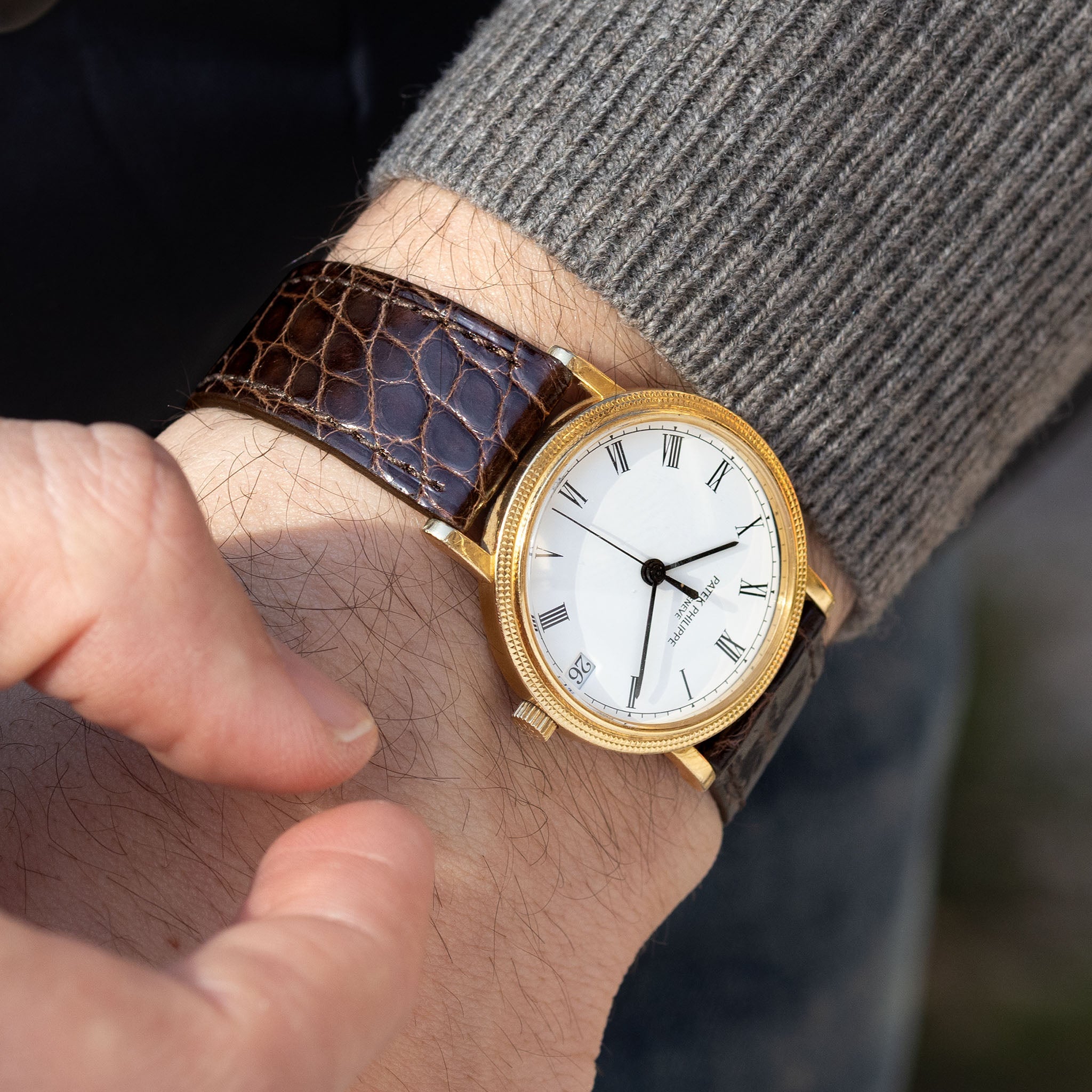 Deep Brown Alligator Watch Strap - Classic Dress