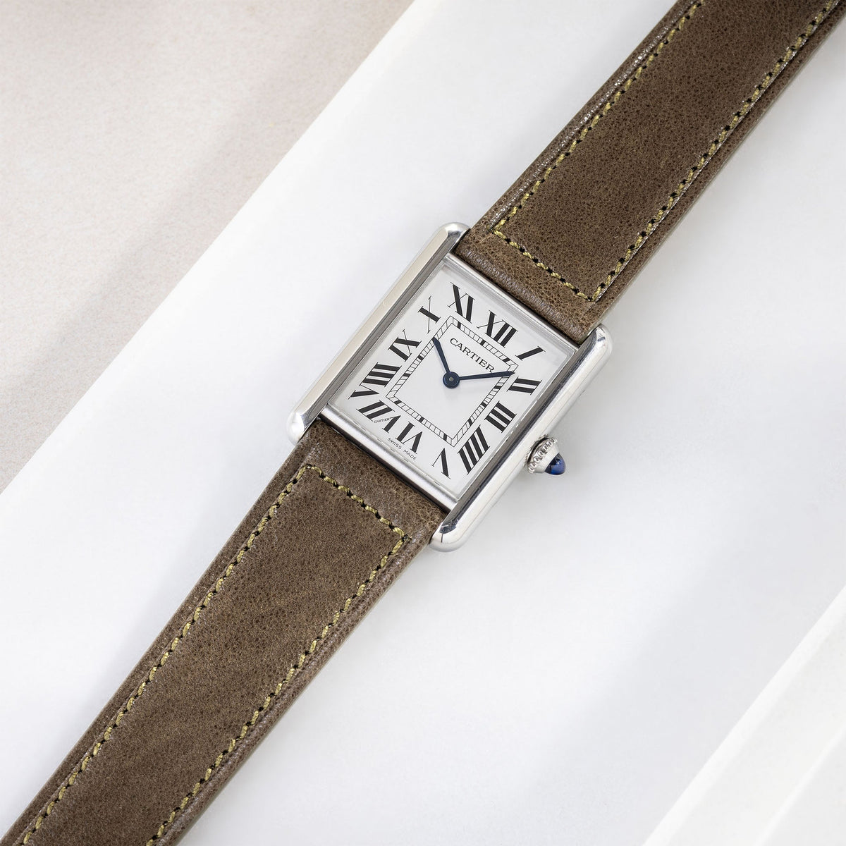 Strap for Cartier Tank Must (2021 - Today) - Olive Green Boxed Calfskin