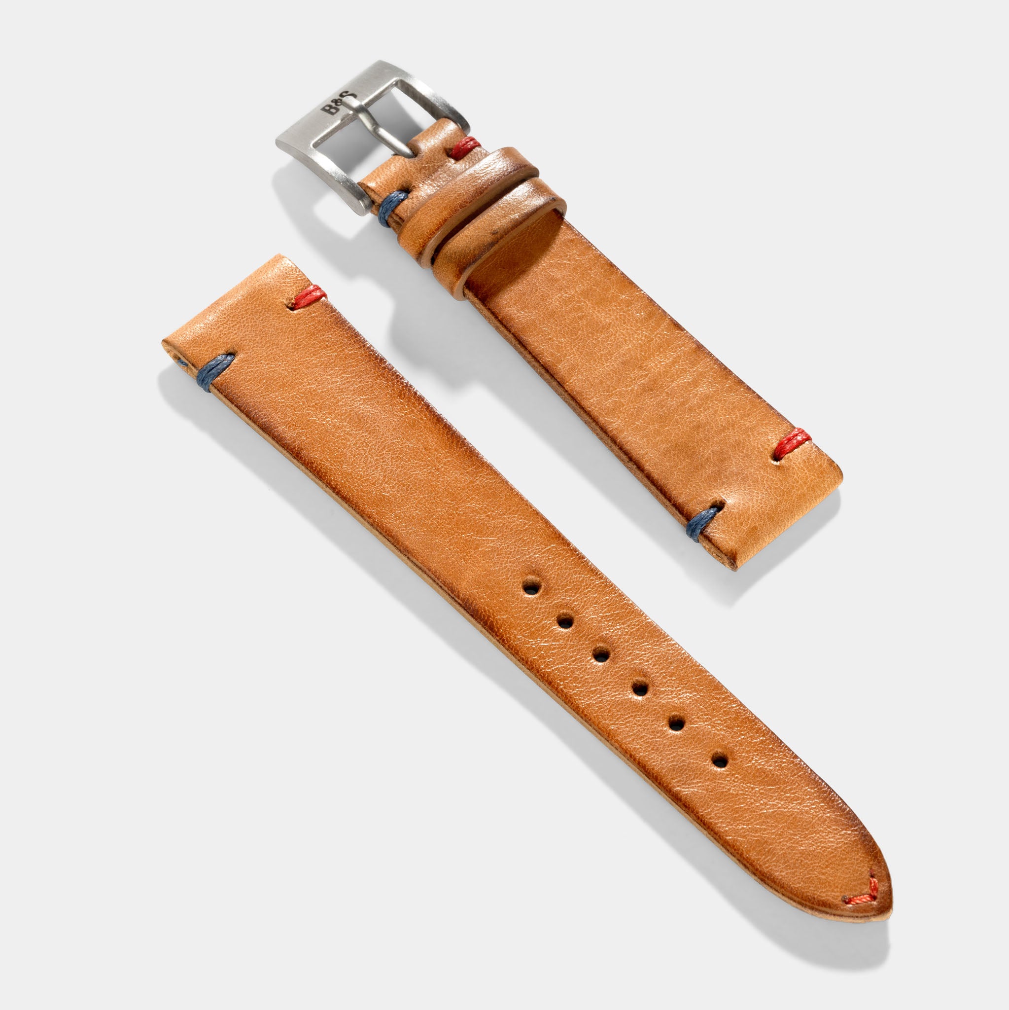 Caramel Brown Pepsi Stitch Leather Watch Strap