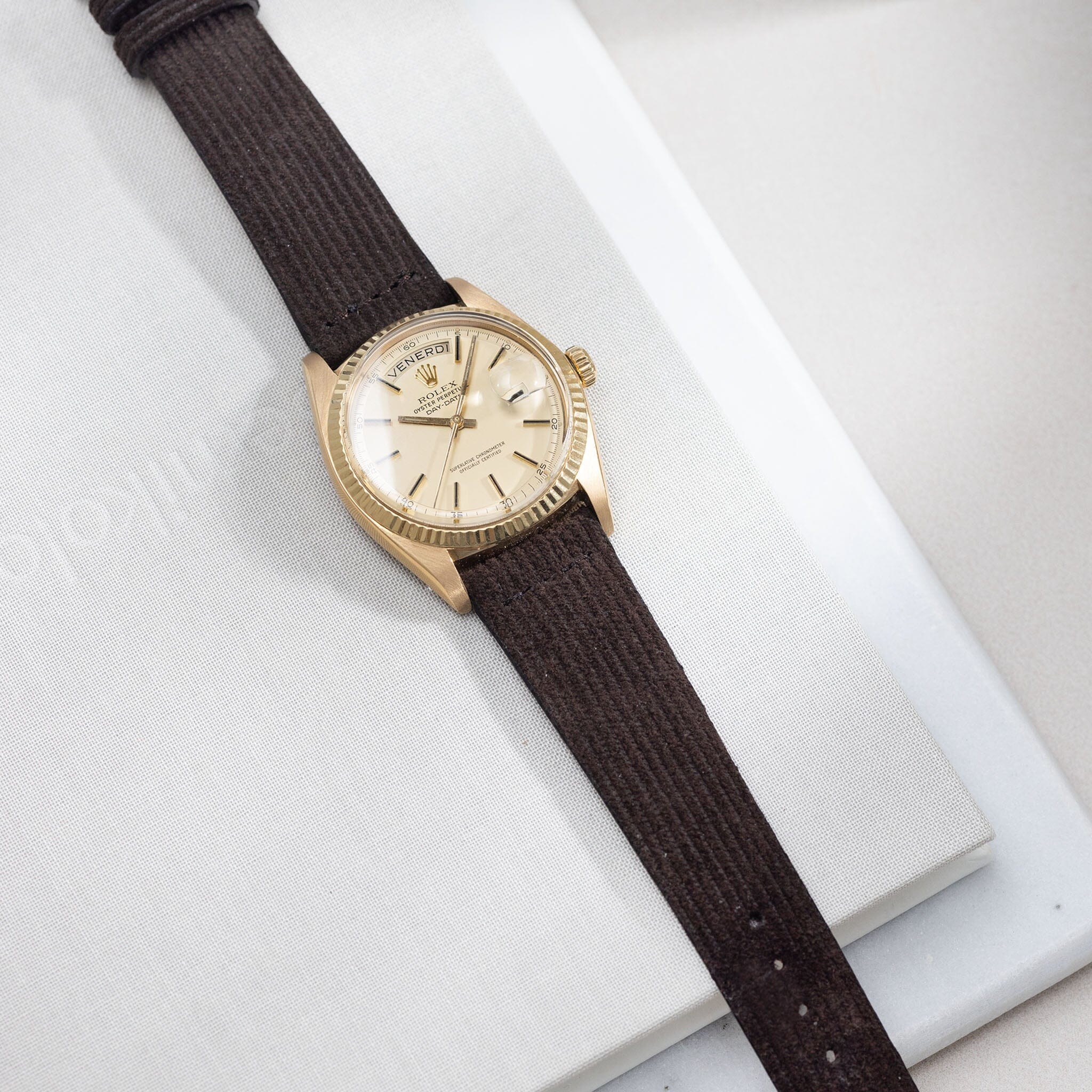 Velvet Style Brown Suede Leather Watch Strap