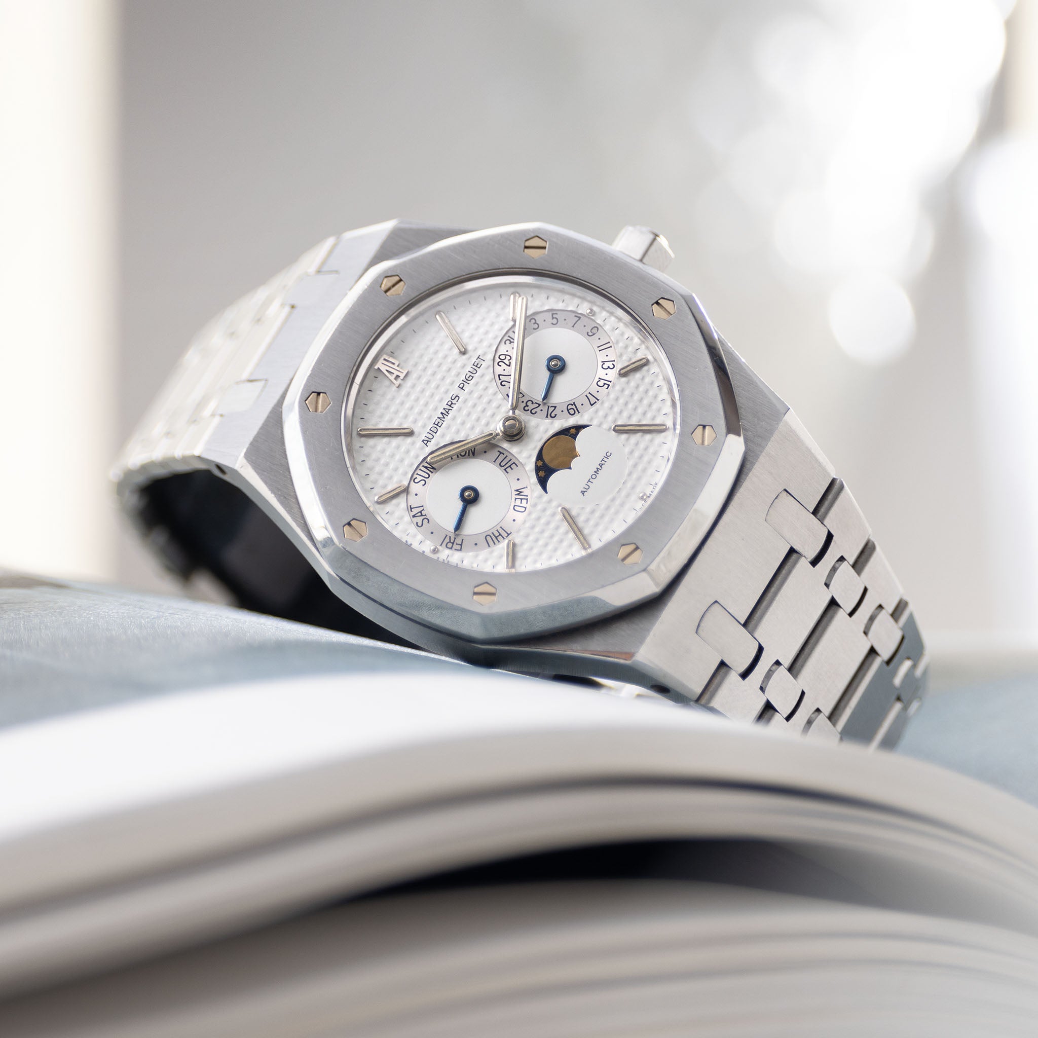 Audemars Piguet Royal Oak Day Date Moonphase ref 25594ST White Dial