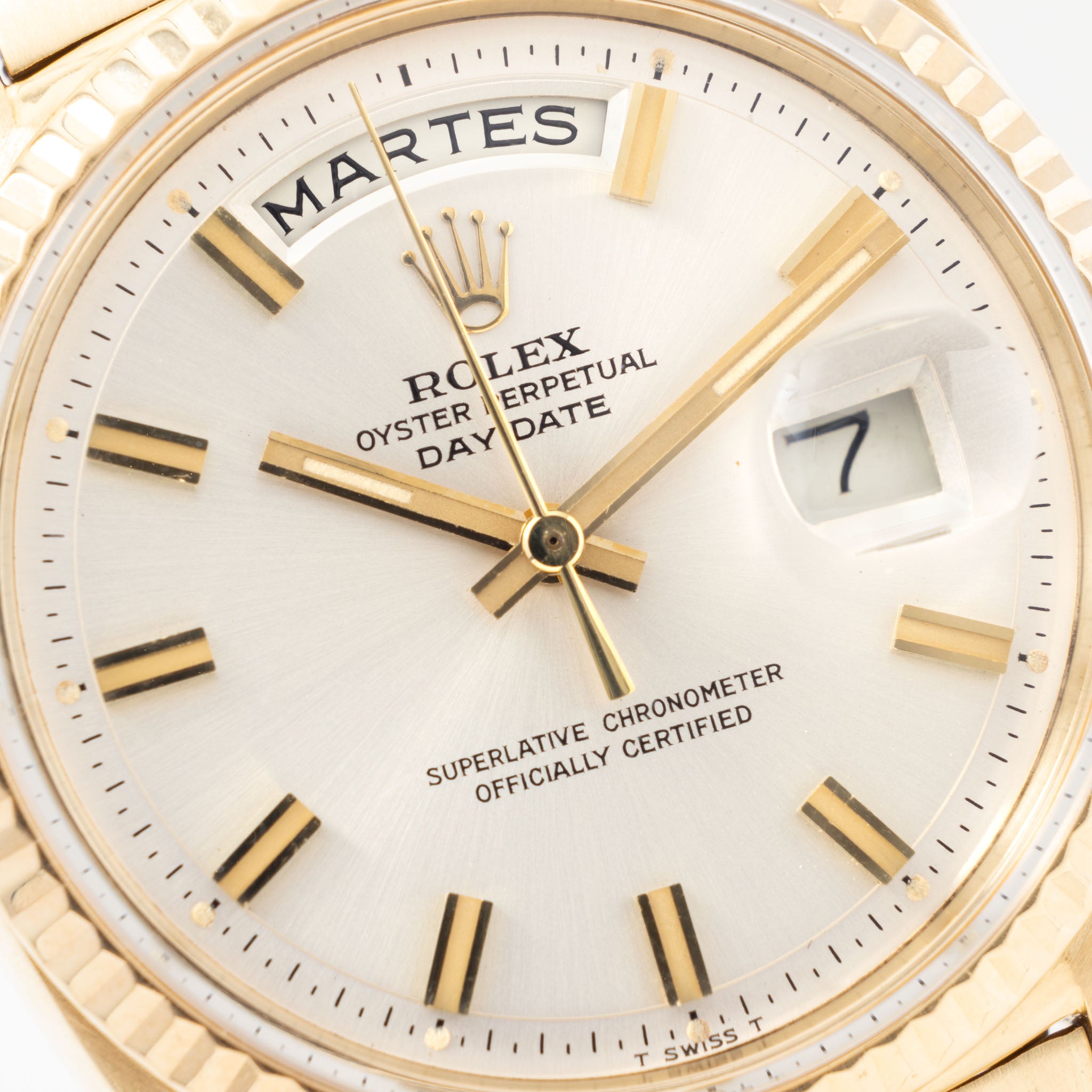 Rolex Day-Date Wide Boy Silver Soleil Dial Ref 1803