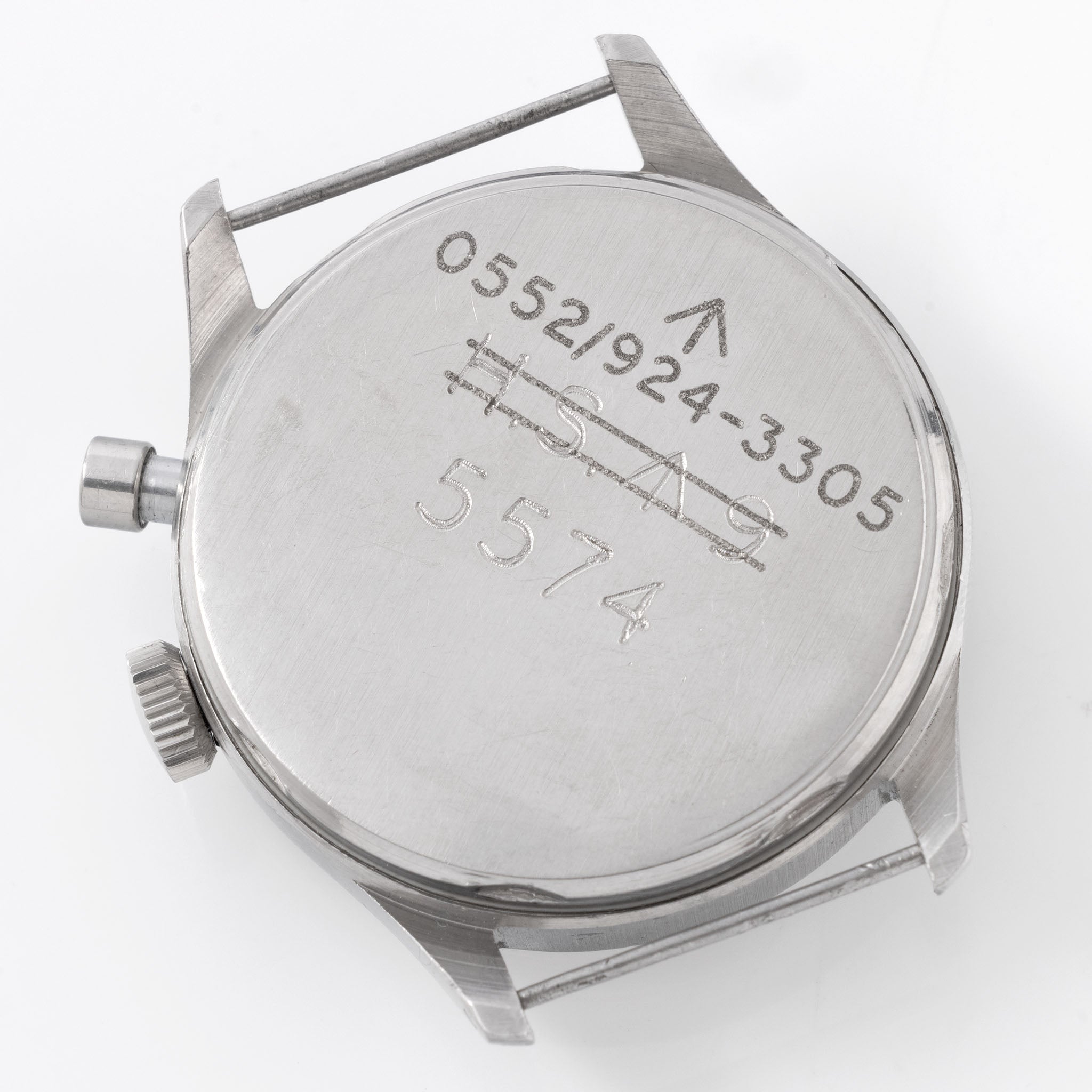 Lemania Monopusher Military Chronograph silver dial 15CHT