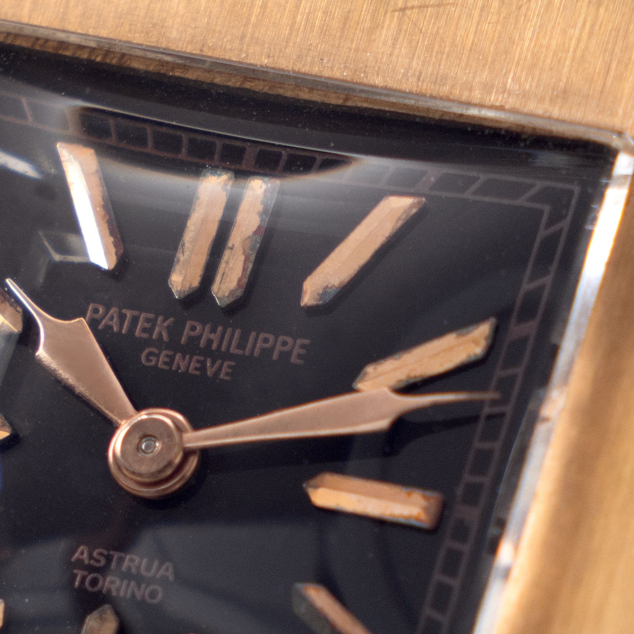 Patek Philippe ref. 439 Double Signed Astrua Torino Black Dial in 18k Rose Gold