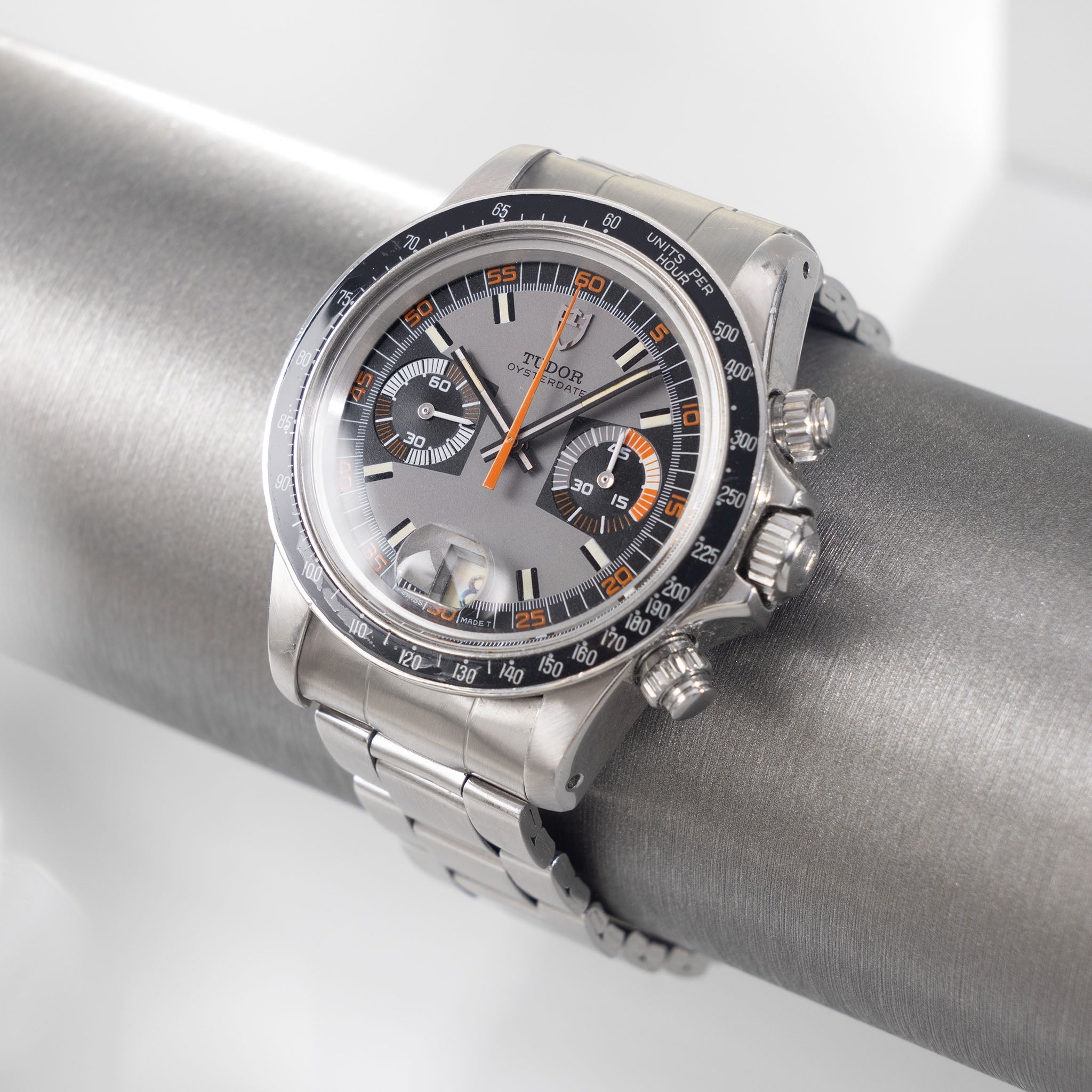 Tudor "Monte Carlo " chronograph grey dial ref 7149 / 0 “mystery engraving “