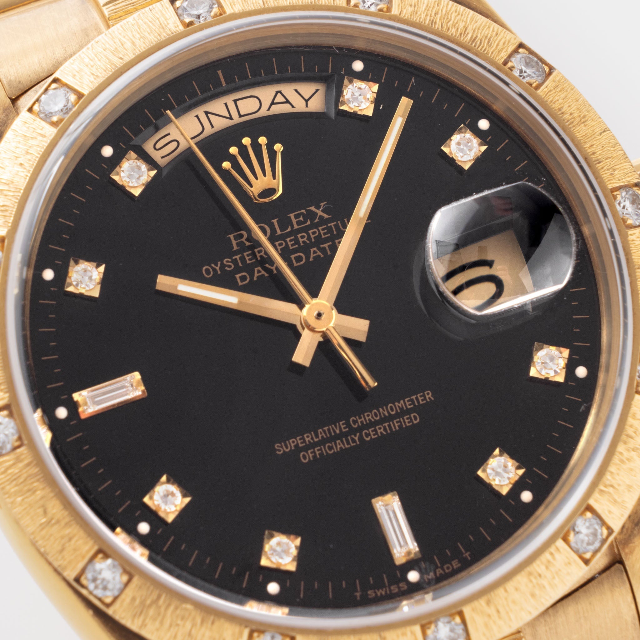 Rolex Day-Date Black Diamond Dial Ref. 18078 Bark Finish Black Dial With Diamond Indices