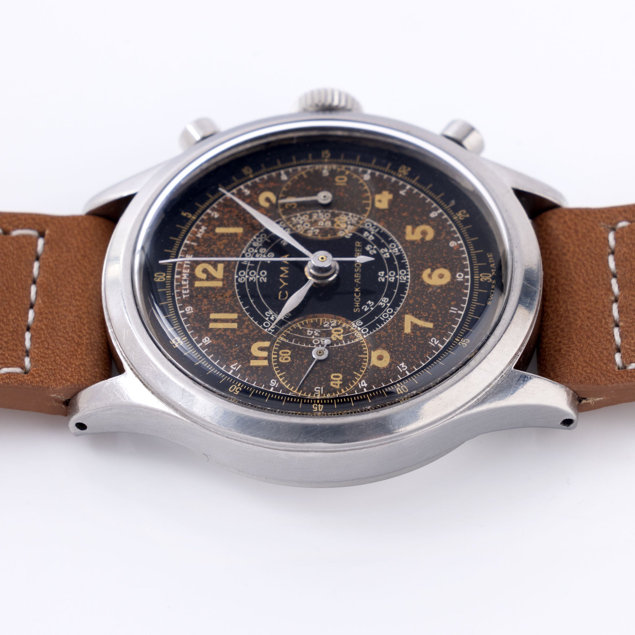 Cyma Chronograph Two-Tone Tropical Dial "clamshell " case
