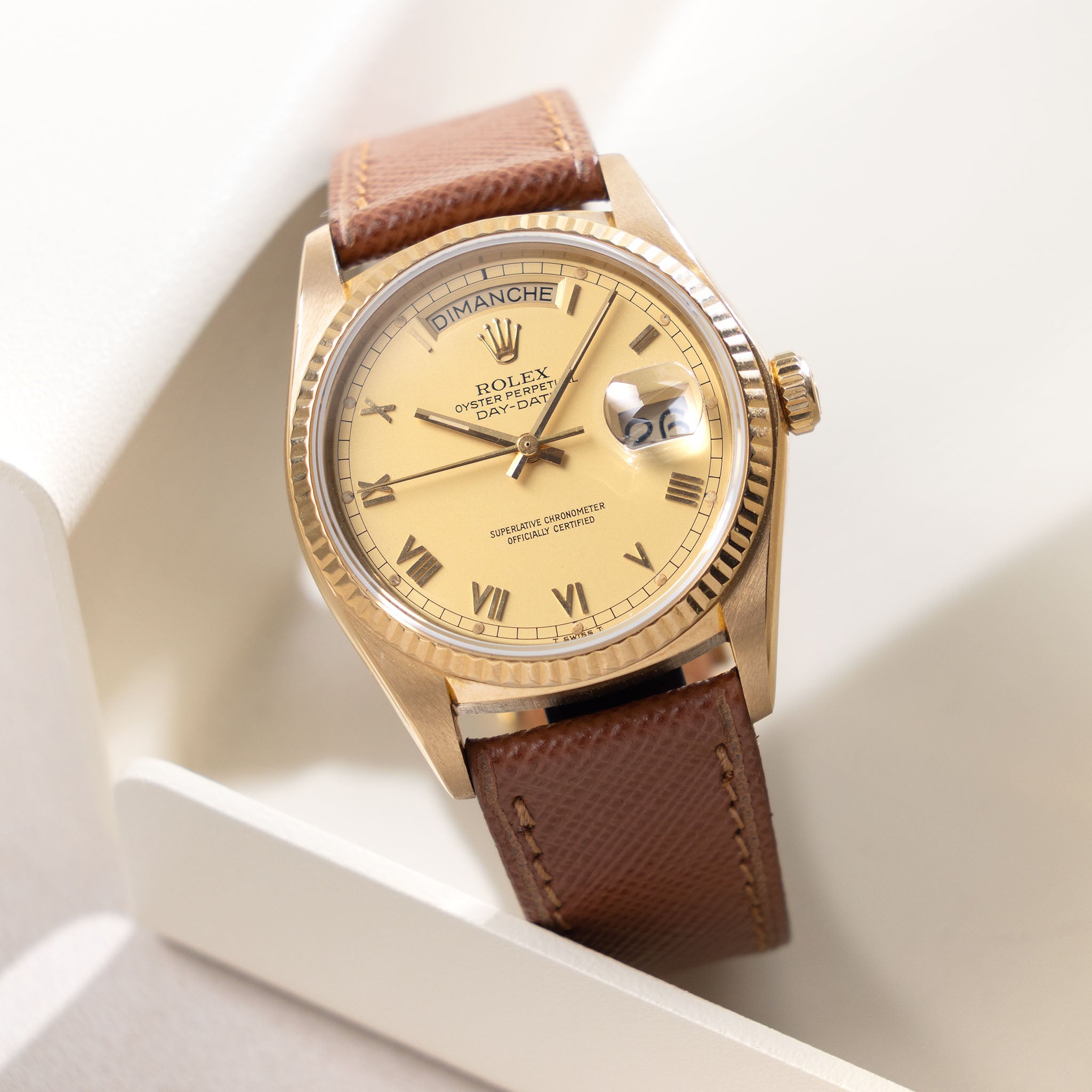 Rolex Day-Date 18038 Matte Champagne dial Roman numerals
