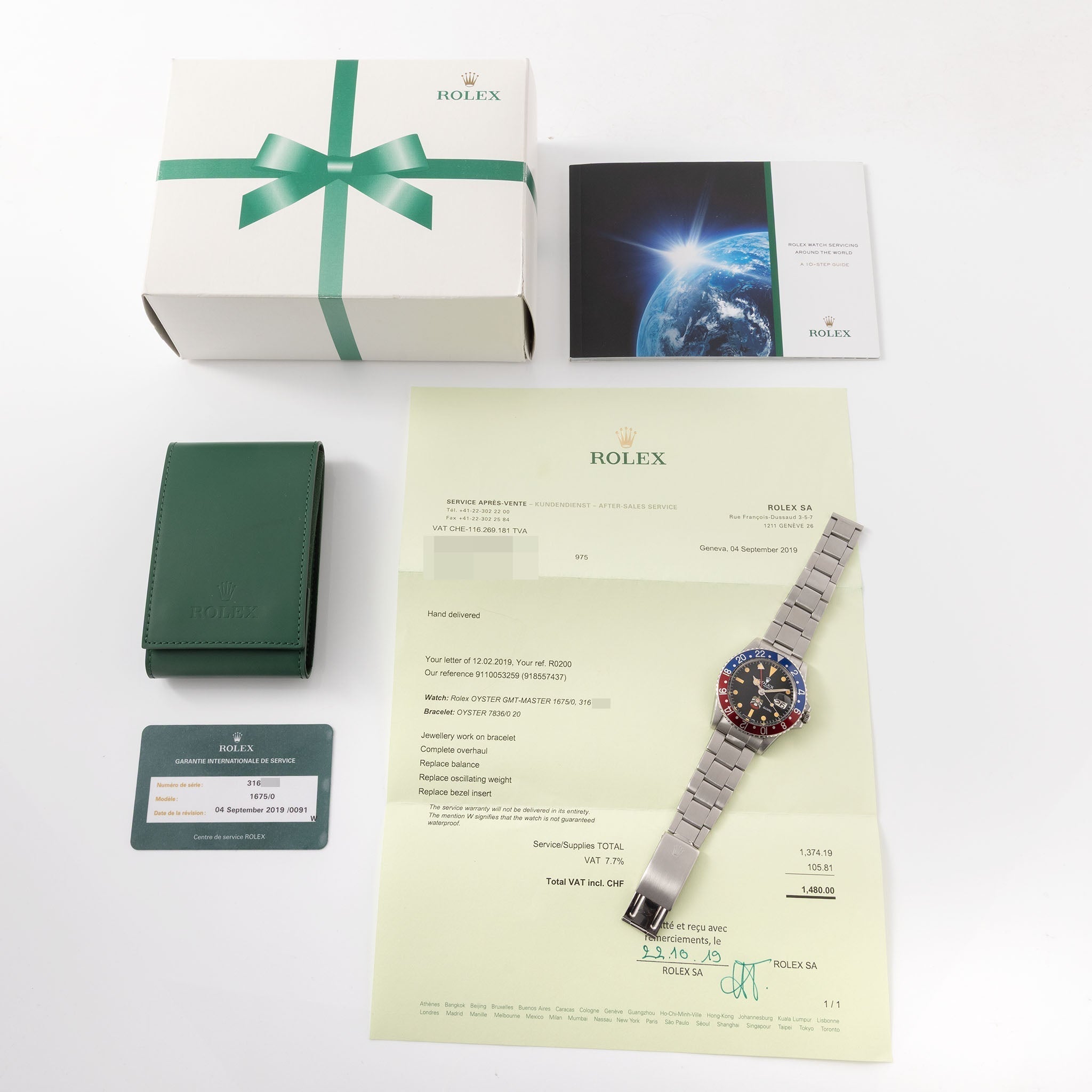 Rolex GMT-Master 1675 UAE ministry of Defence/ Quraysh Hawk logo dial with Rolex Geneva service papers