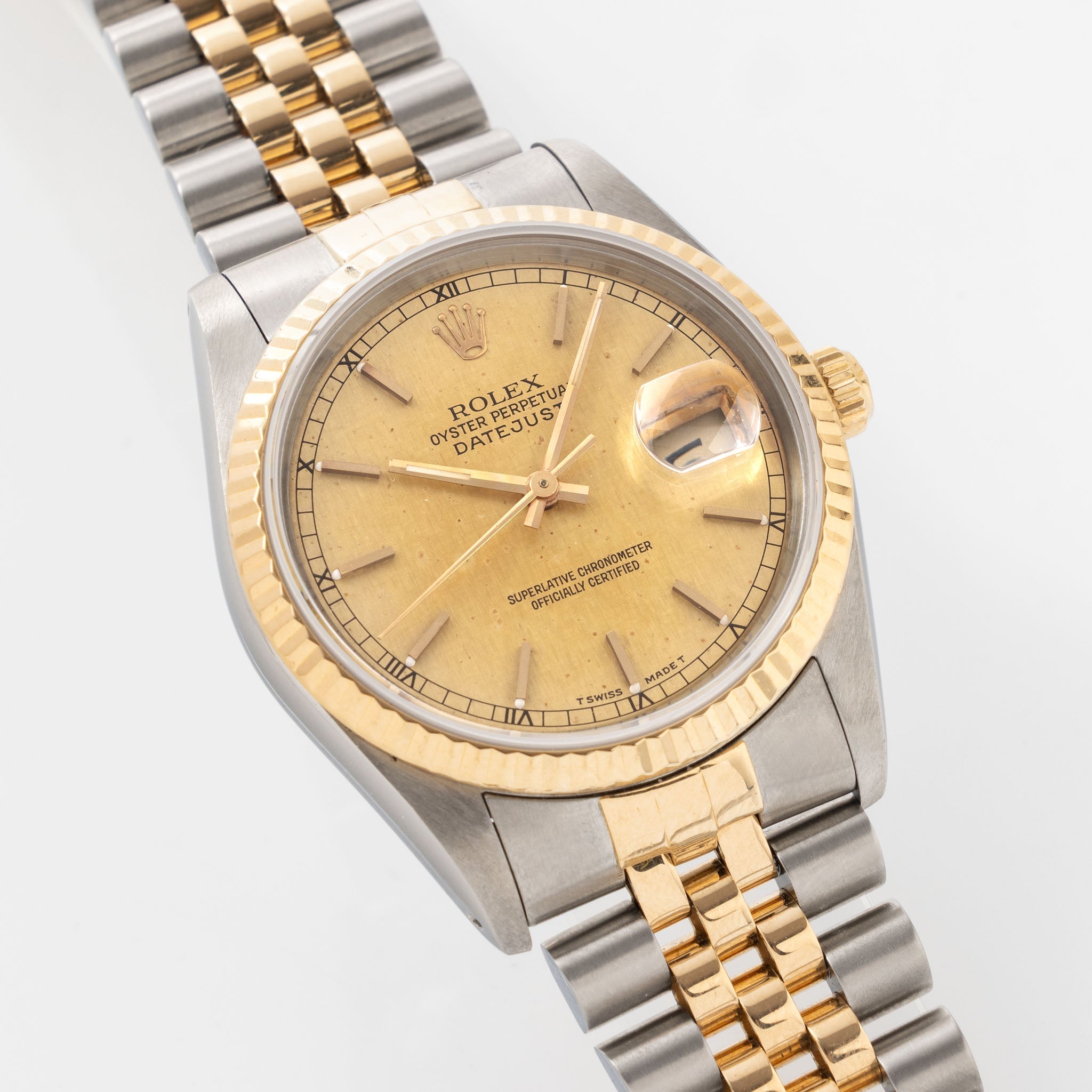 Rolex Datejust Champagne Linen Dial Steel and Gold Ref. 16233