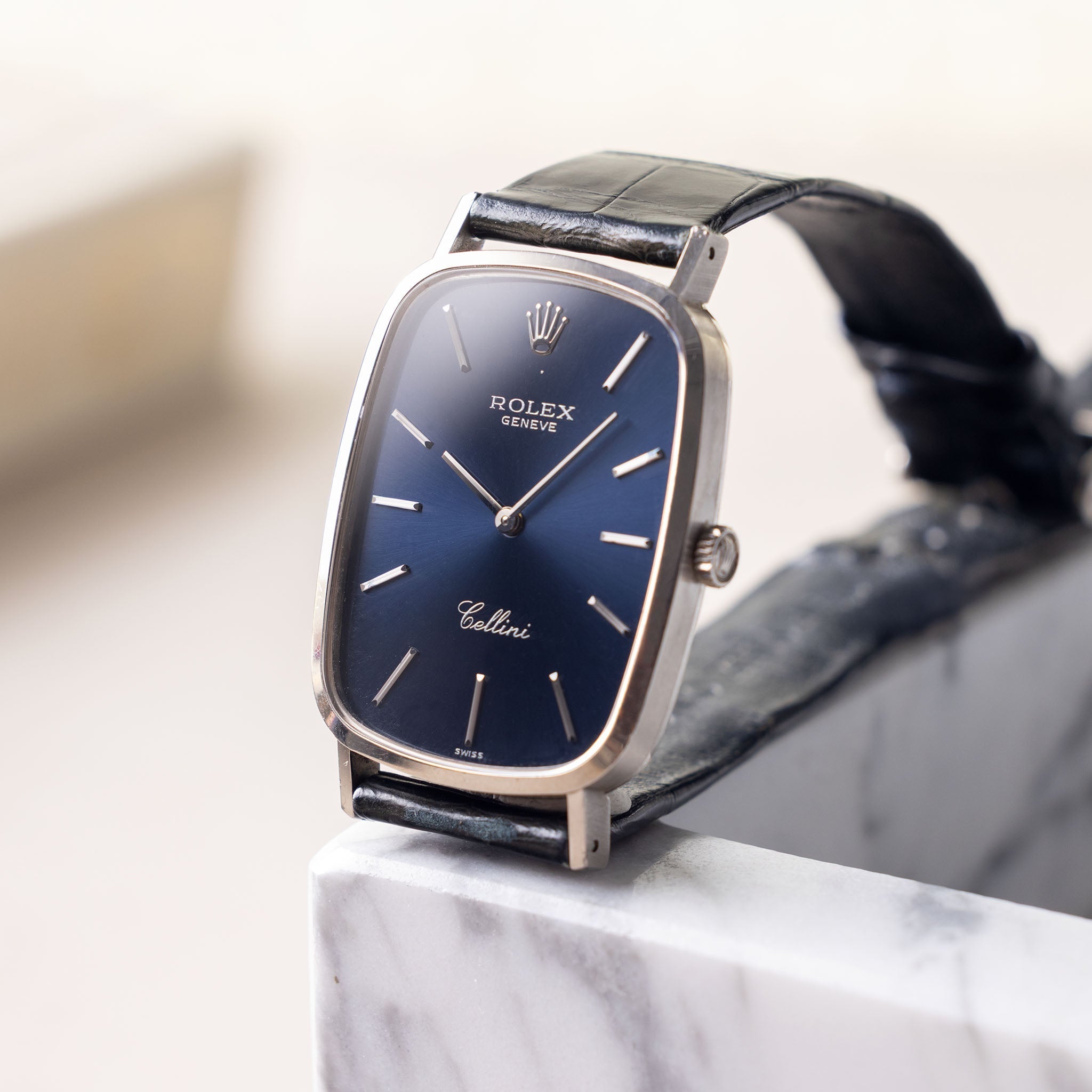 ROLEX Cellini 空箱 ケース 冊子付き Rolex Cellini Blue Dial Rectangular Case in 18K White Gold Ref. 4113 B