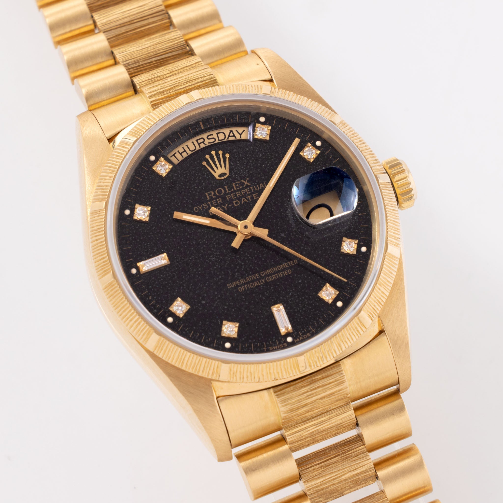 Rolex Day-Date Black Diamond "Stingray Patina" Dial Bark Finish Box and Paper Set Ref. 18078