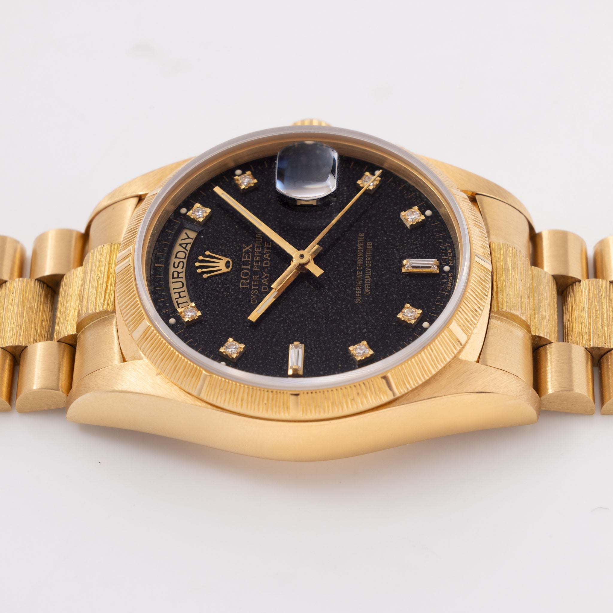 Rolex Day-Date Black Diamond "Stingray Patina" Dial Bark Finish Box and Paper Set Ref. 18078