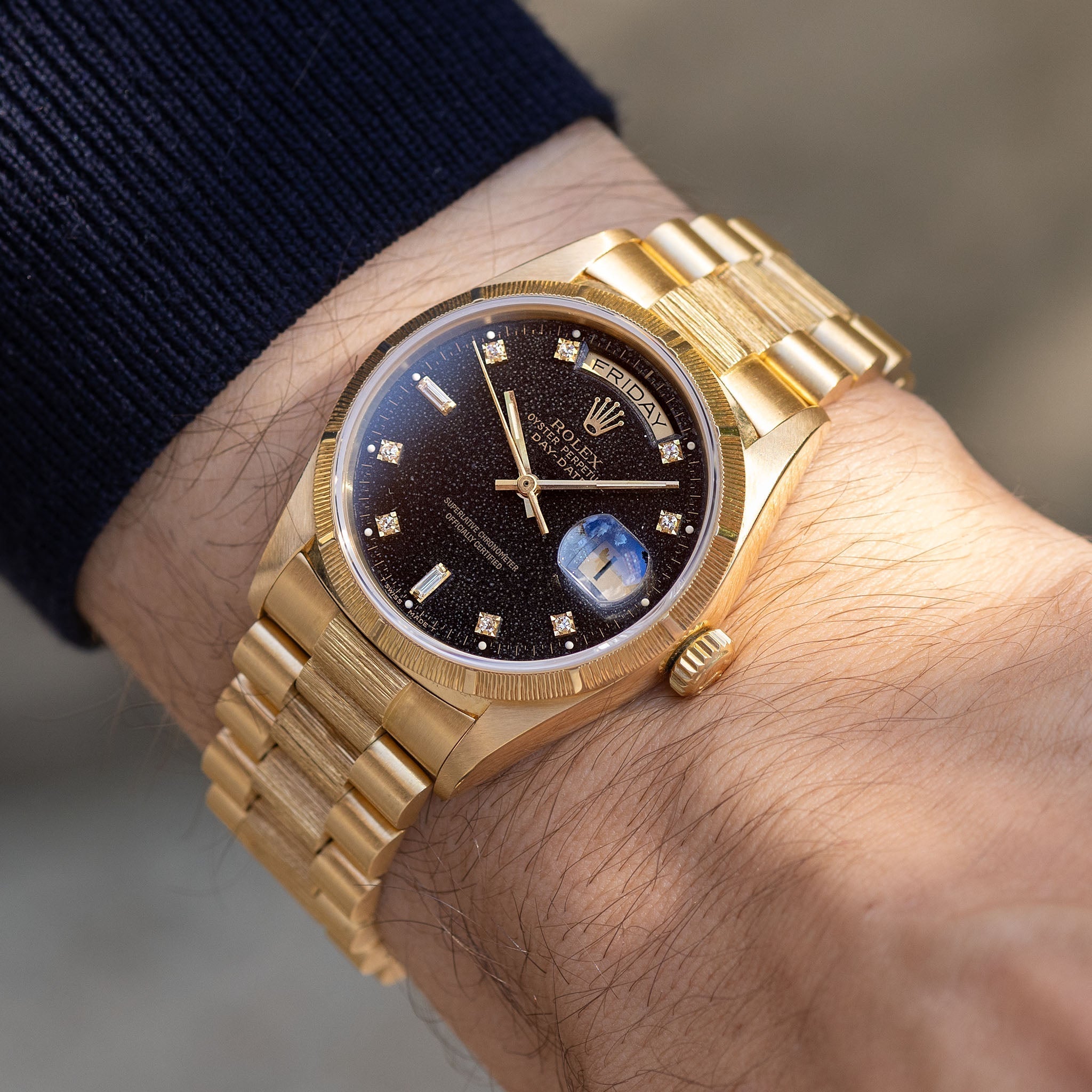 ROLEX ゴールド クロノグラフダイヤル Rolex Day-Date Black Diamond 