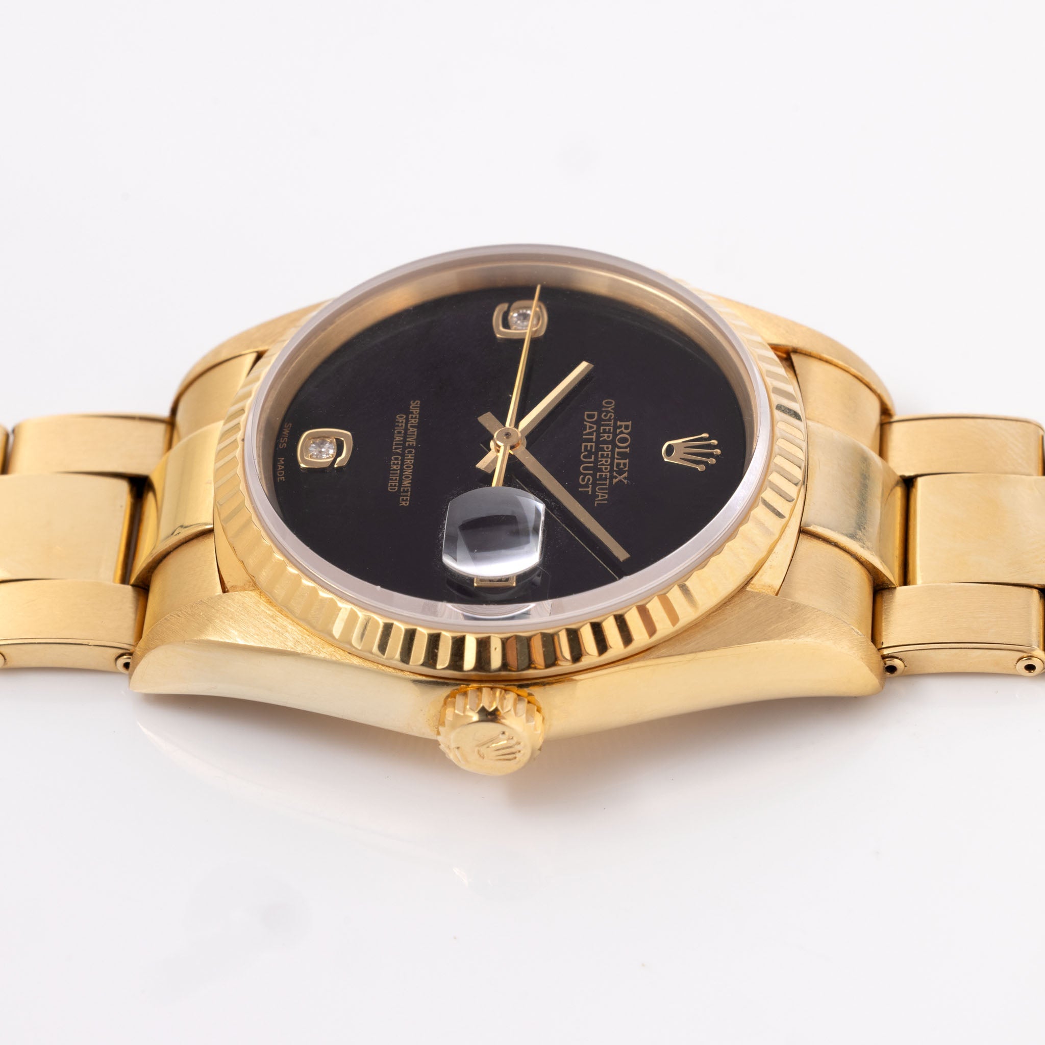 Rolex Datejust 16238 "Onyx 6-9 Diamond Dial" with Original Warranty Paper in 18k Yellow Gold