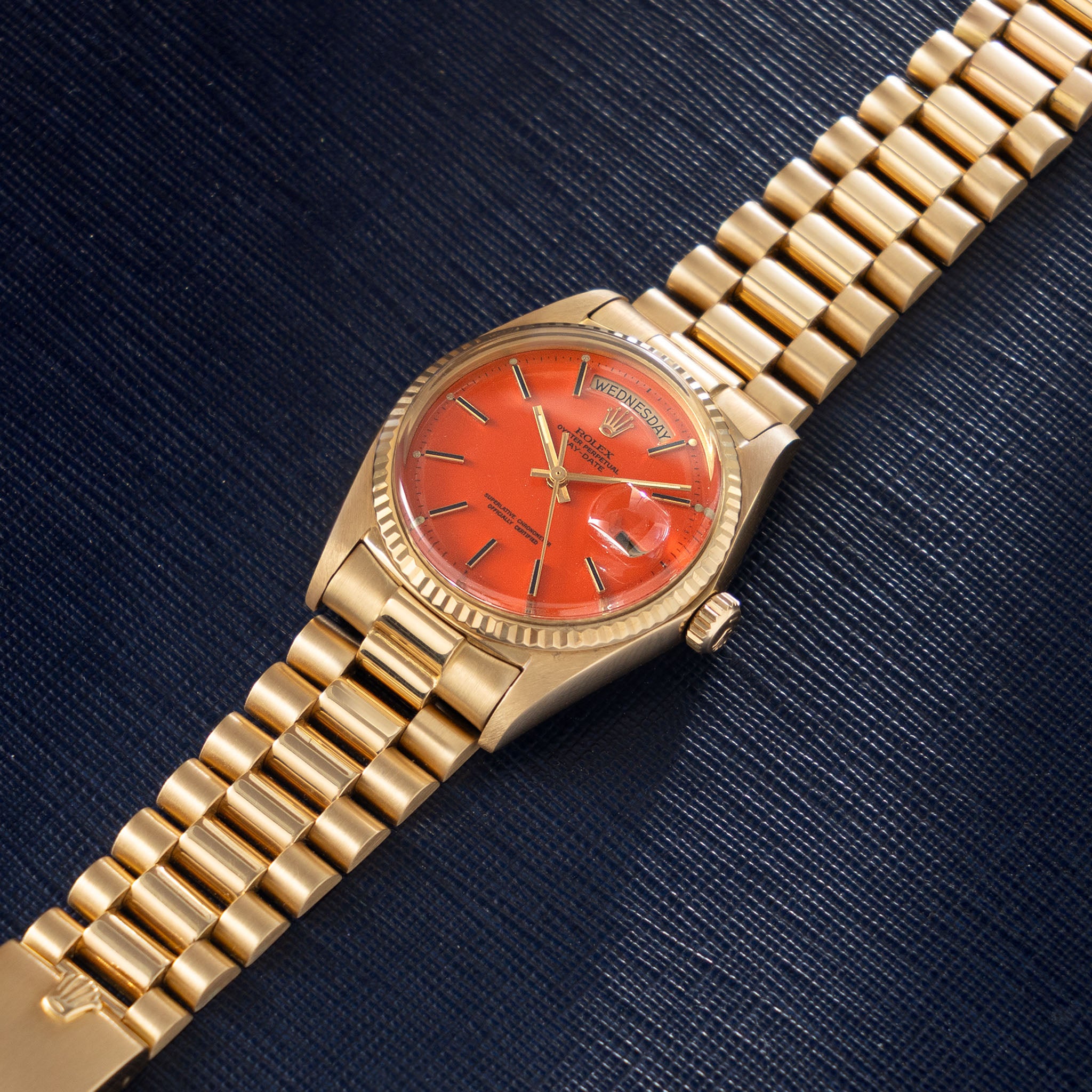 Rolex Day-Date 1803 Orange Stella Dial in 18k Yellow Gold