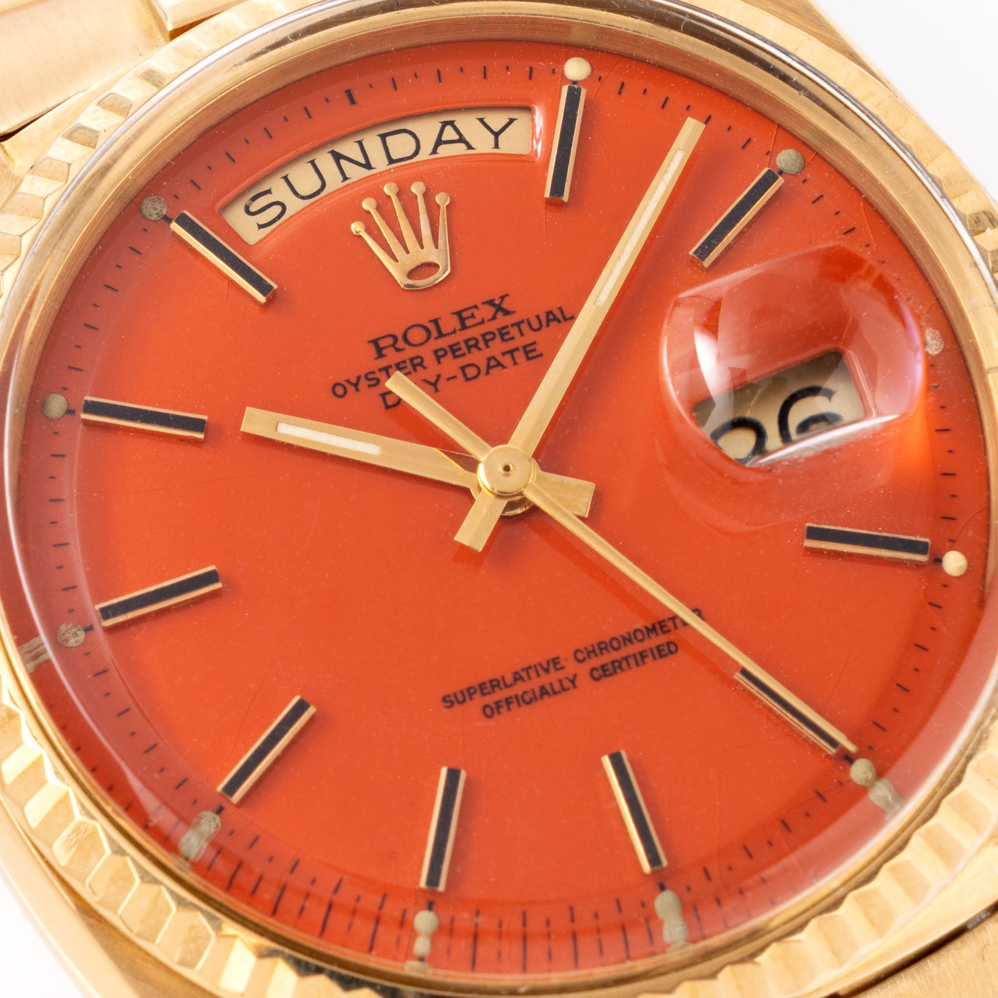Rolex Day-Date 1803 Orange Stella Dial in 18k Yellow Gold