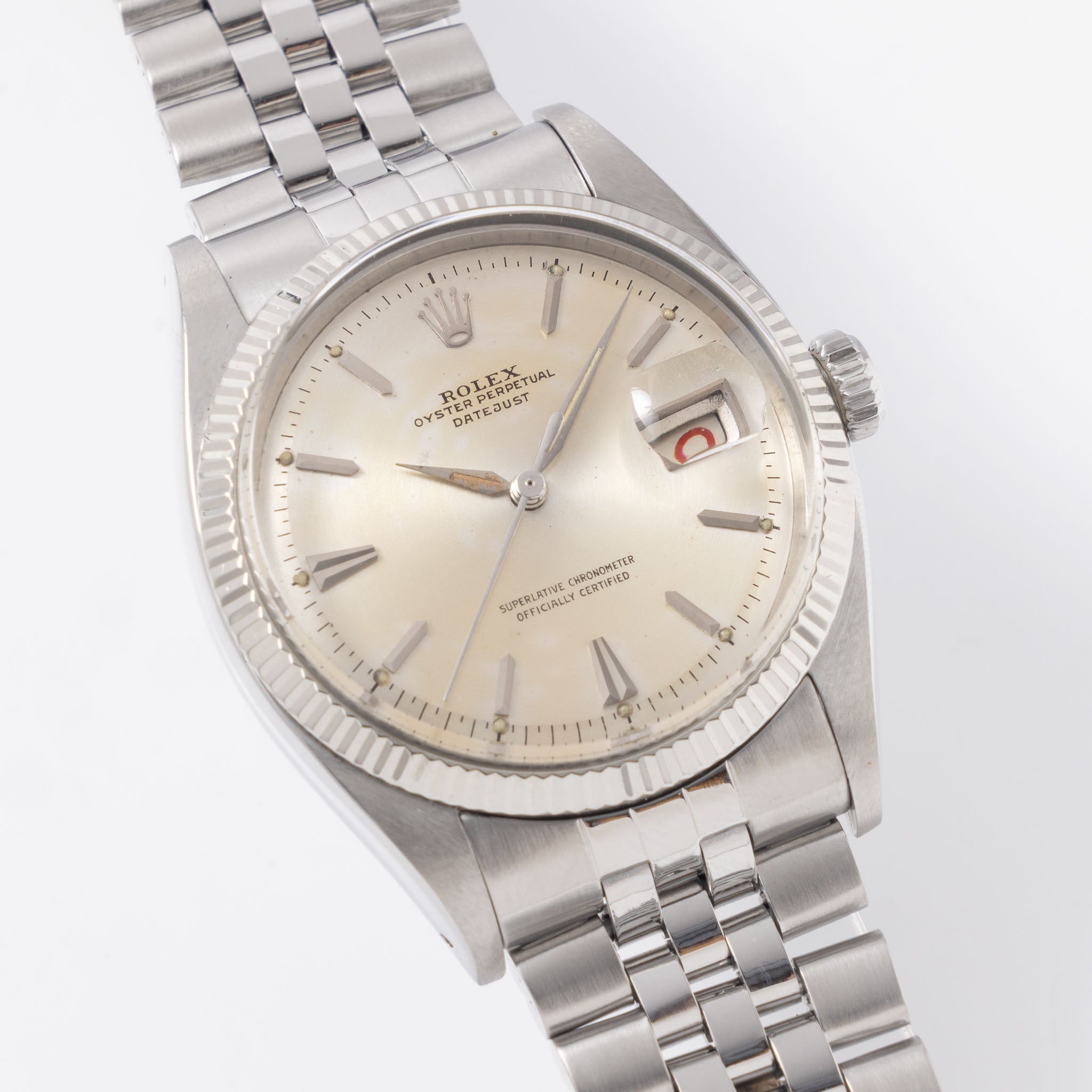 Rolex Datejust 6605 Silver Circular Finish Dial with Roulette Date