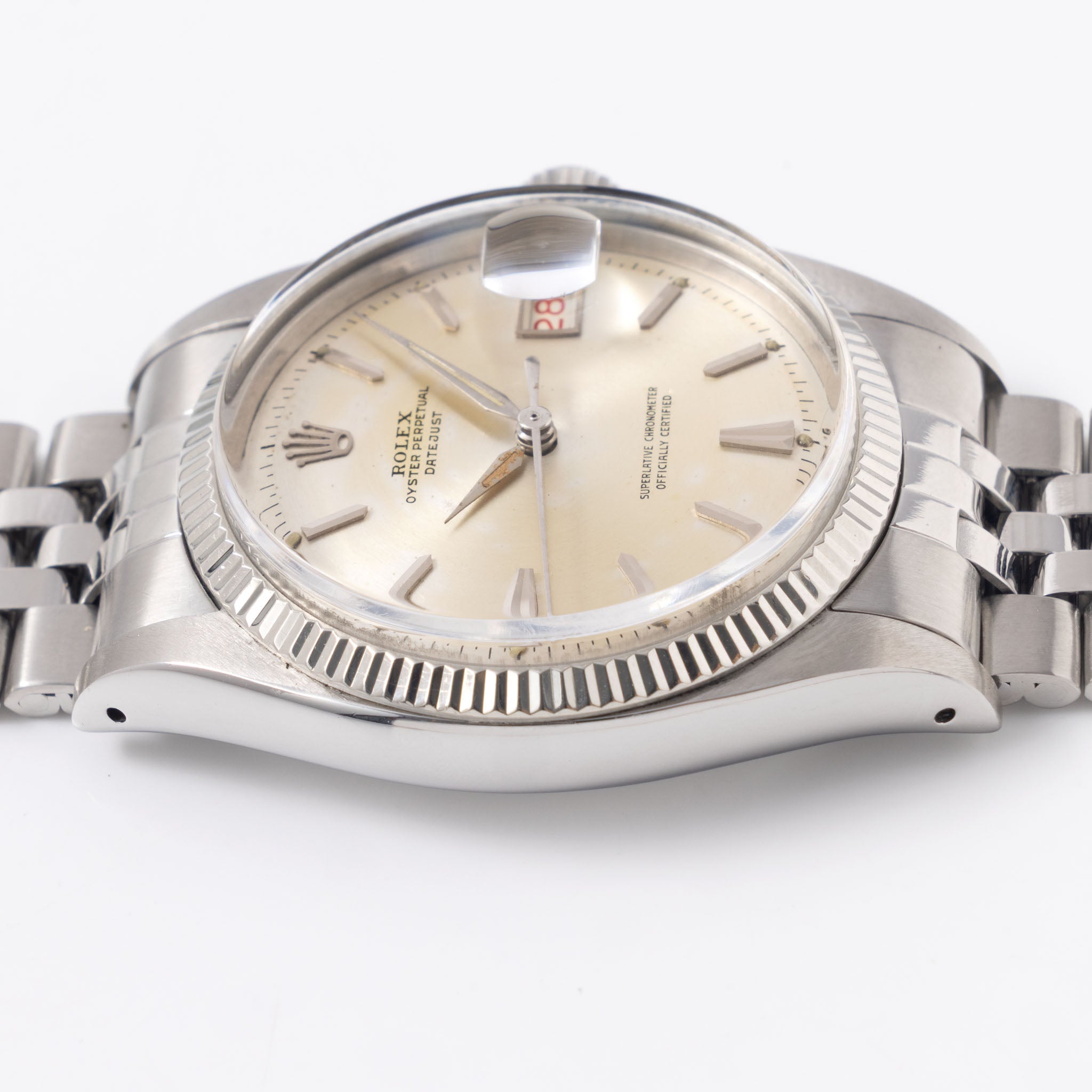 Rolex Datejust 6605 Silver Circular Finish Dial with Roulette Date