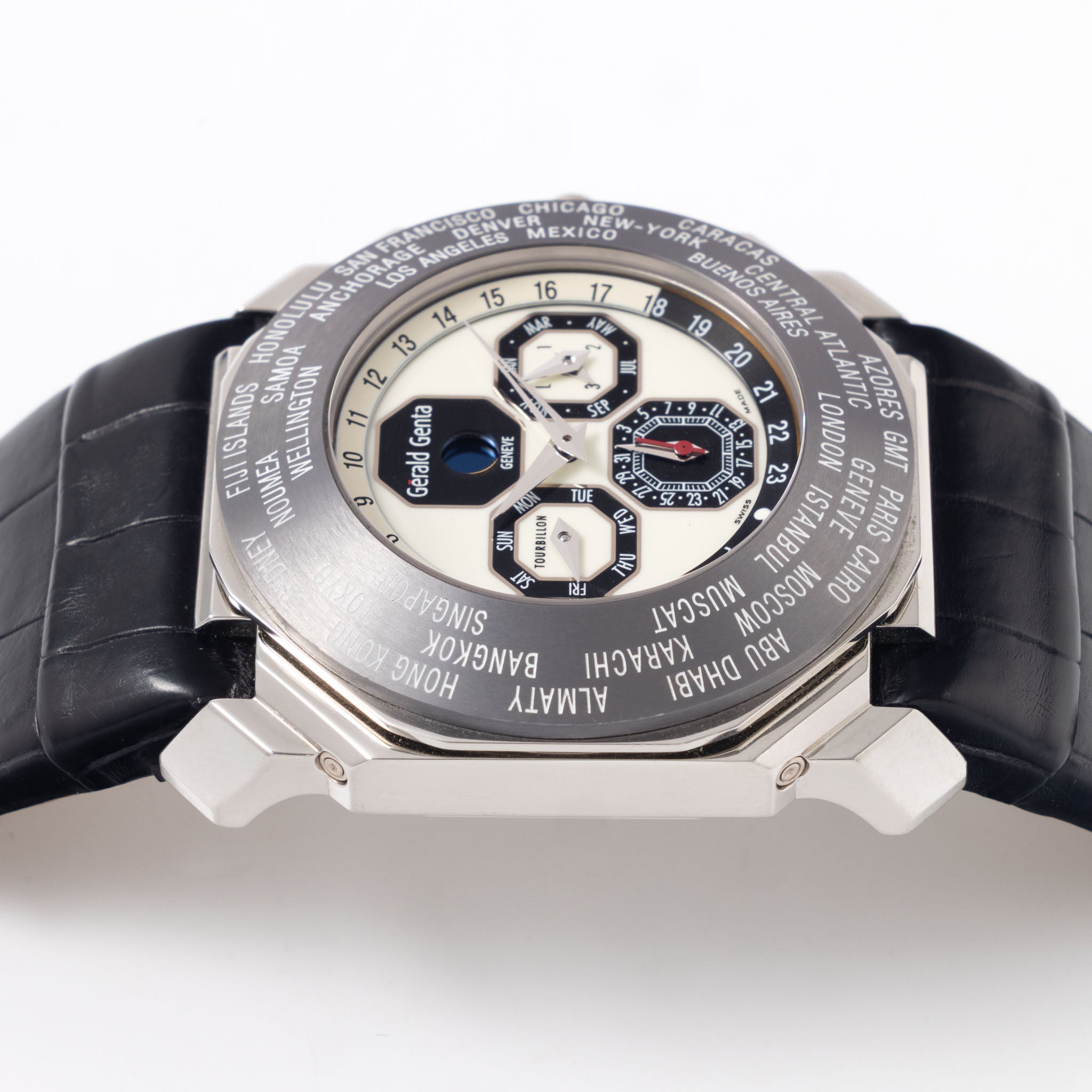 Gérald Genta Octo Perpetual Calendar , Moonphase , World time, GMT,Tourbilion in platinum / tantalum ref OTW.76