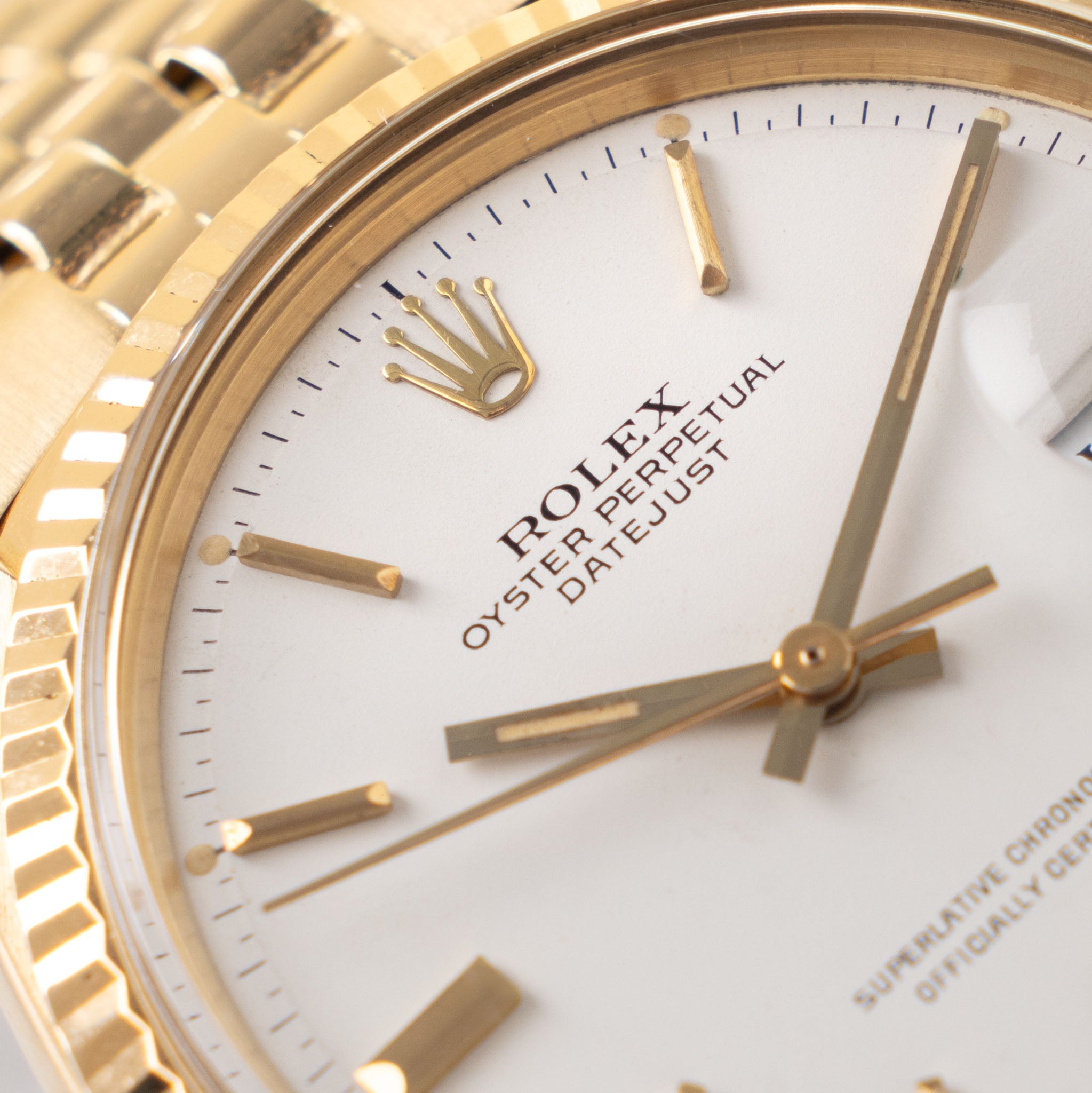 Rolex Datejust 1601/8 White Dial in 18k Yellow Gold