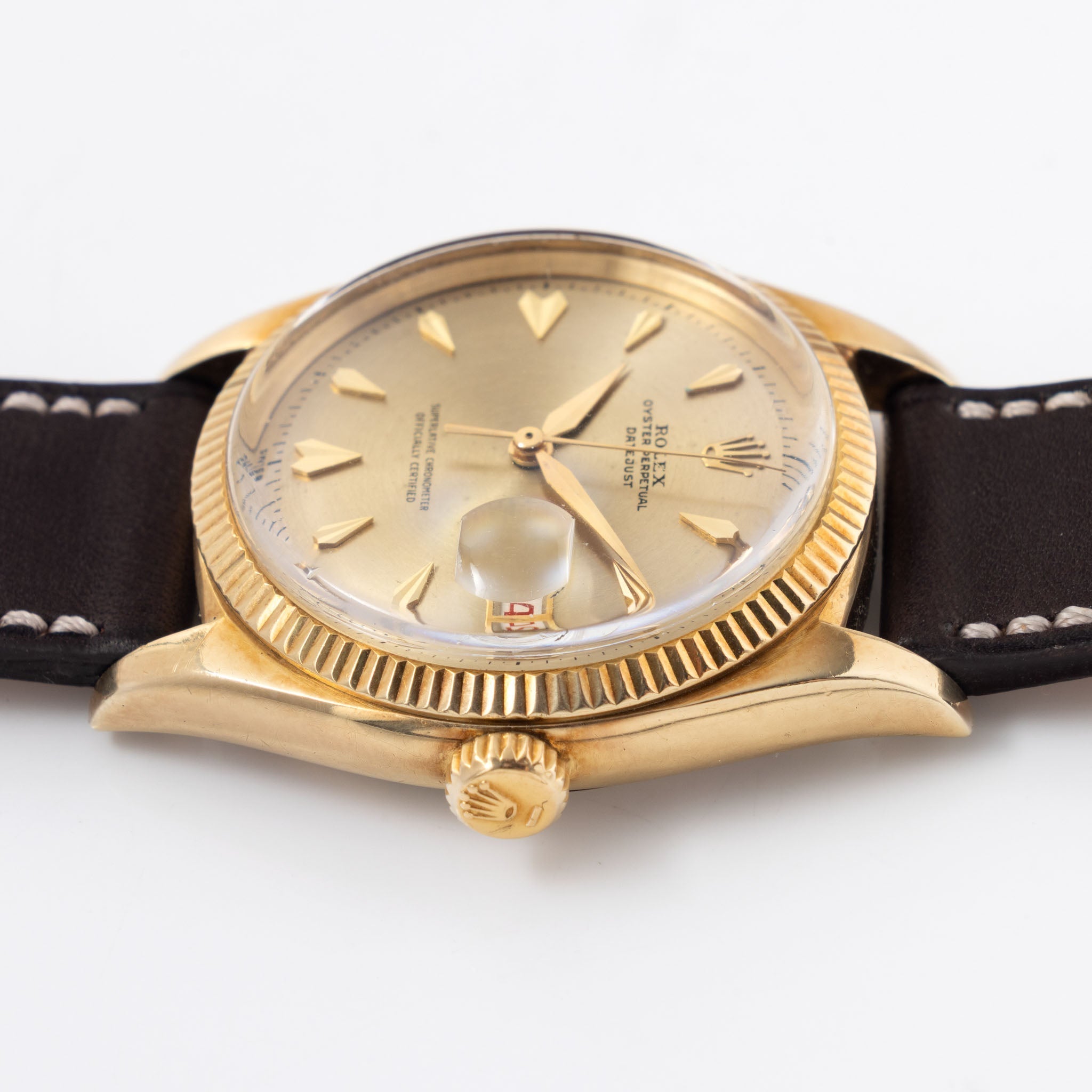 Rolex Datejust 6605 Circular Finished Champagne Dial in 14k yellow gold