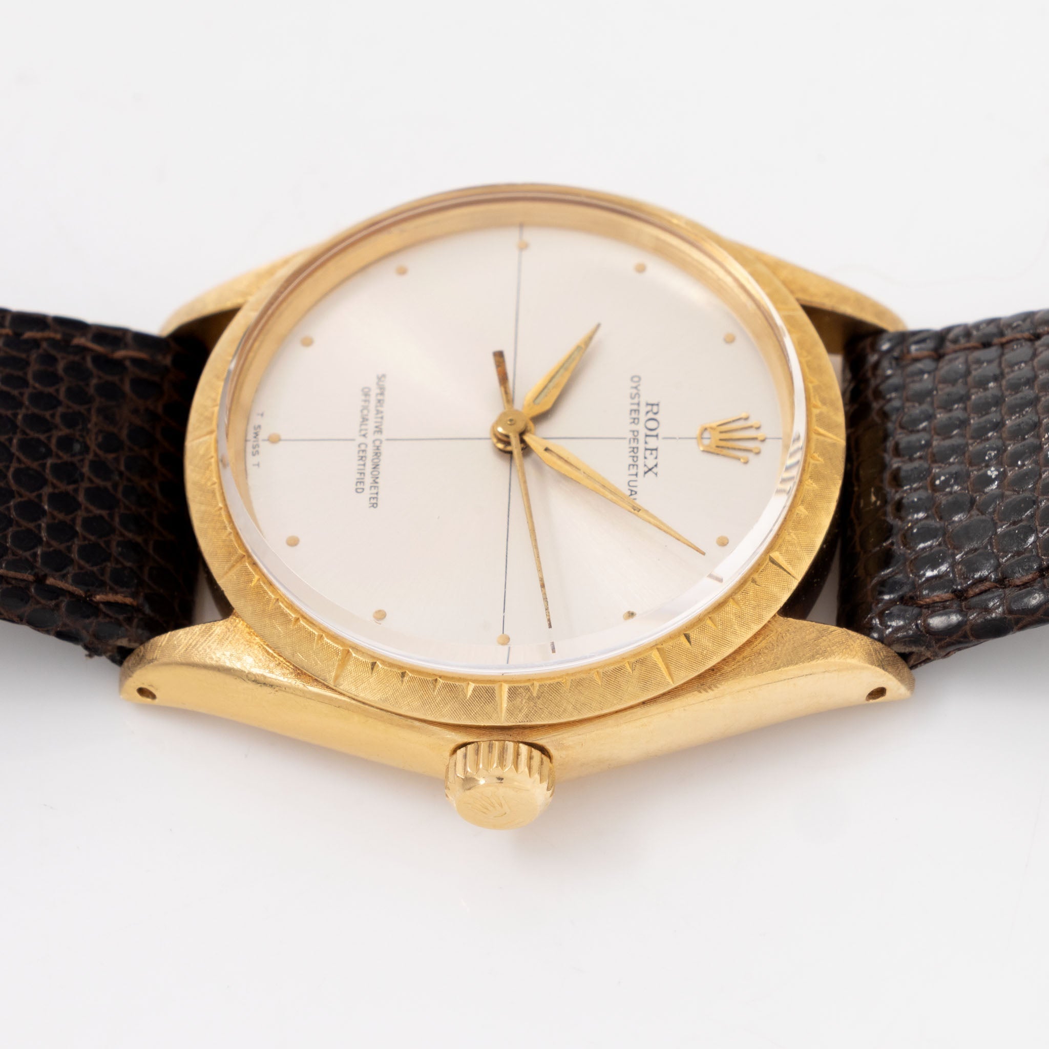 Rolex Oyster Perpetual Zephyr Silver Dial ref. 1009 in 18k Yellow Gold Florentine Finish