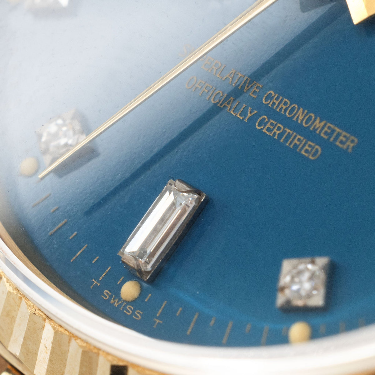 Rolex Day-Date 18038 Petrol Blue Stella Dial in 18k Yellow Gold