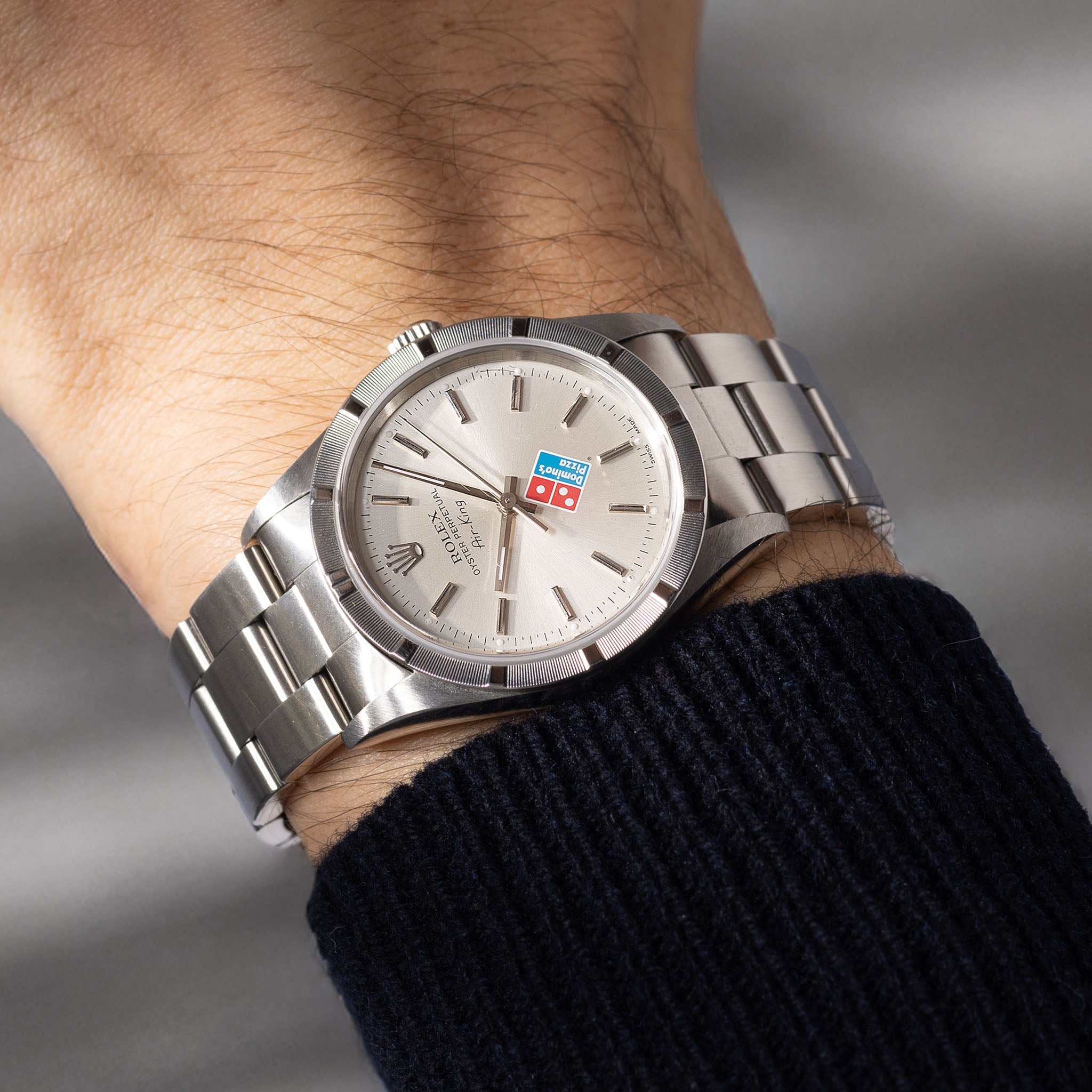 Rolex Oyster Perpetual Air-king Silver Domino’s Logo dial ref 14010