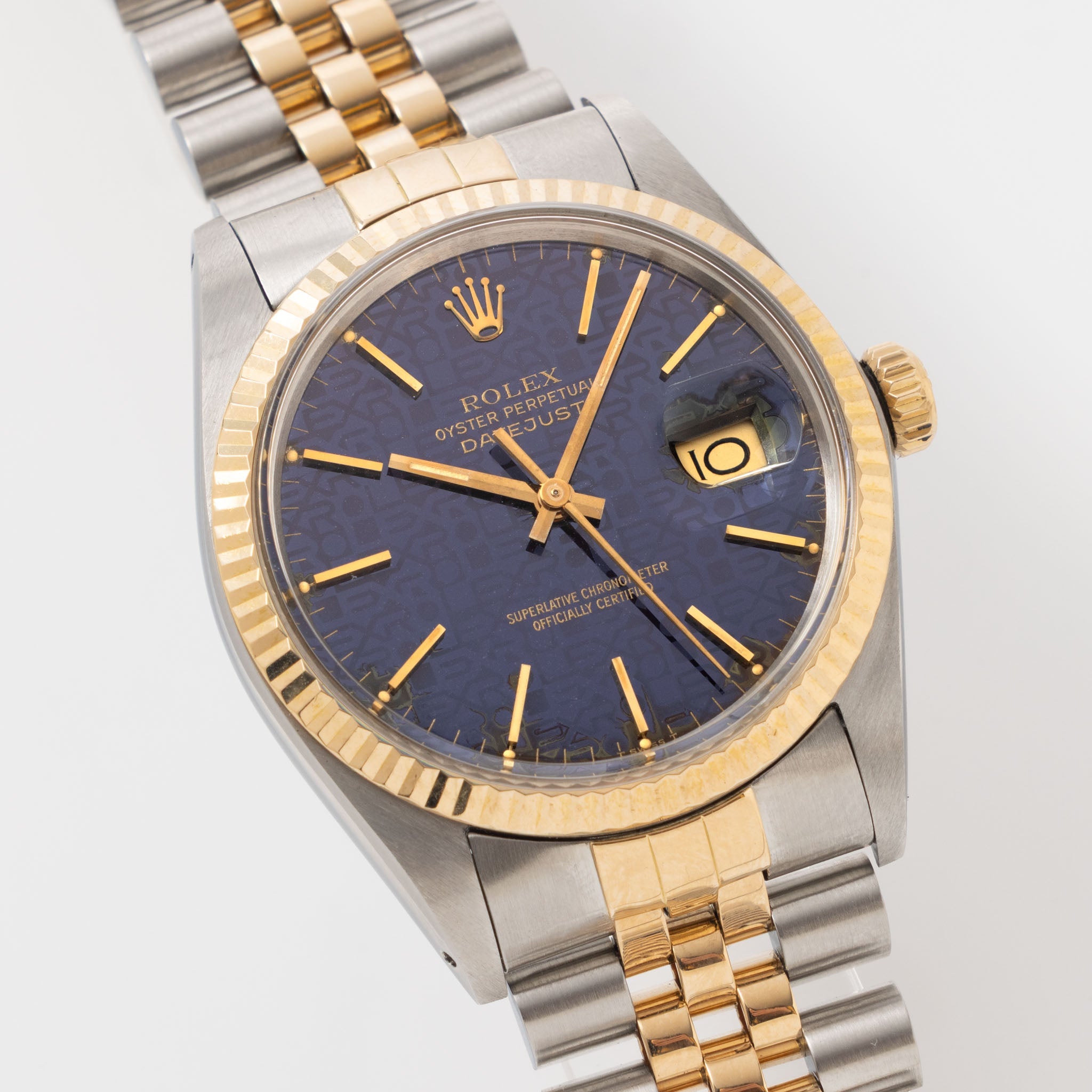 Rolex Datejust 16013 Blue Jubilee/Computer Dial in Steel and Gold with Original Box and Papers