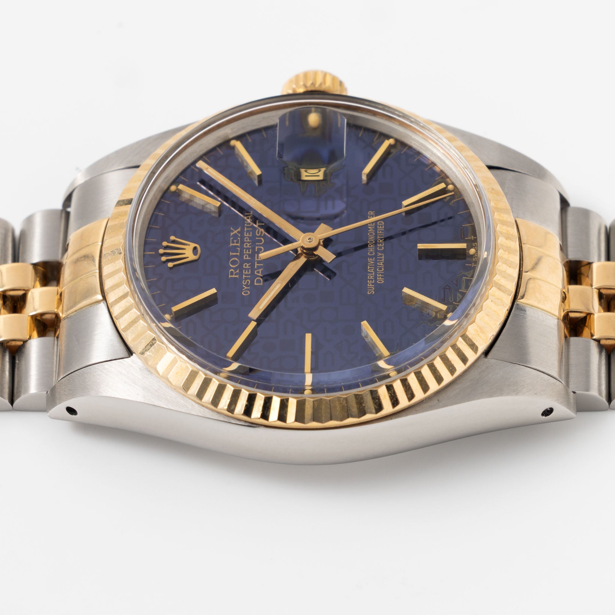 Rolex Datejust 16013 Blue Jubilee/Computer Dial in Steel and Gold with Original Box and Papers