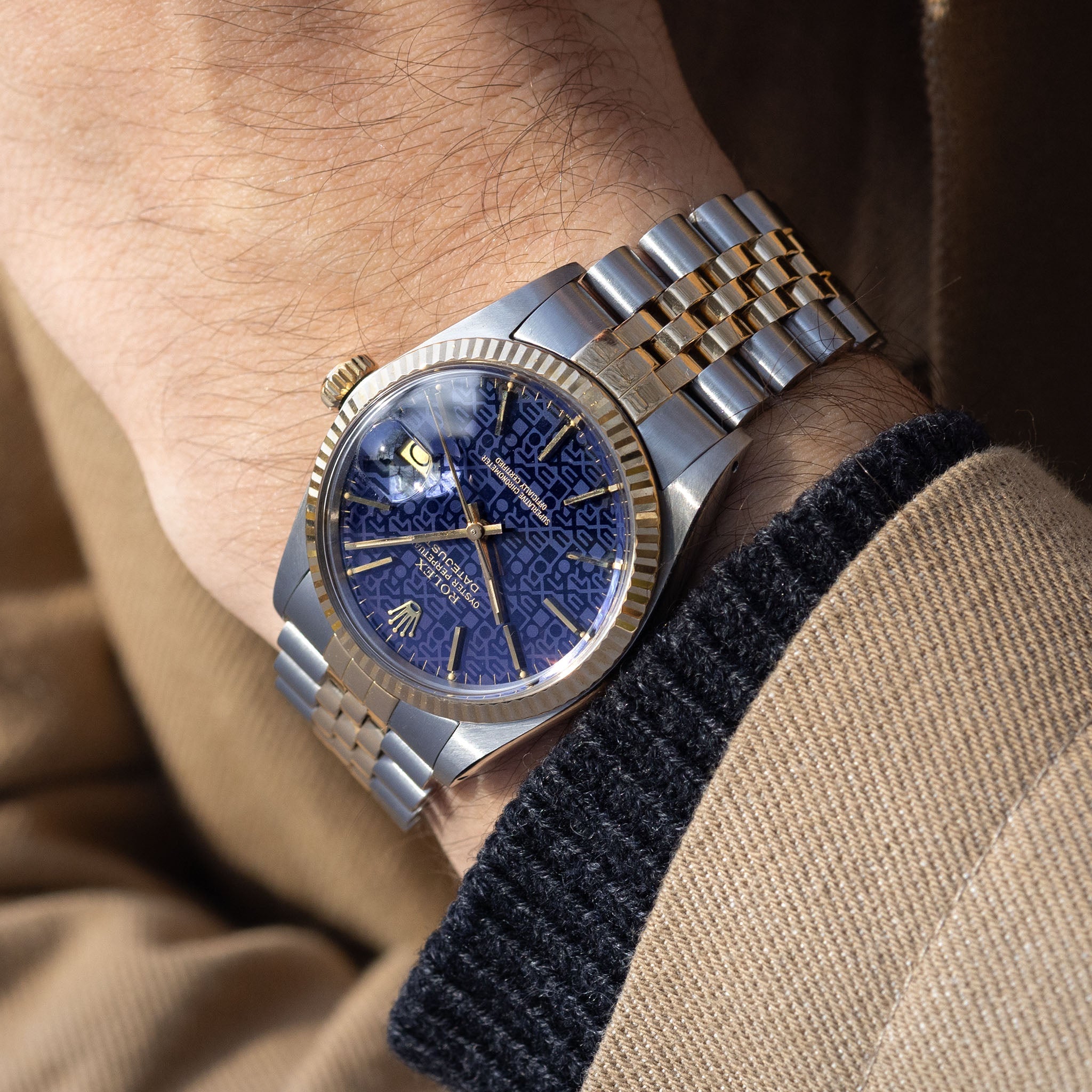 Rolex Datejust 16013 Blue Jubilee/Computer Dial in Steel and Gold with Original Box and Papers
